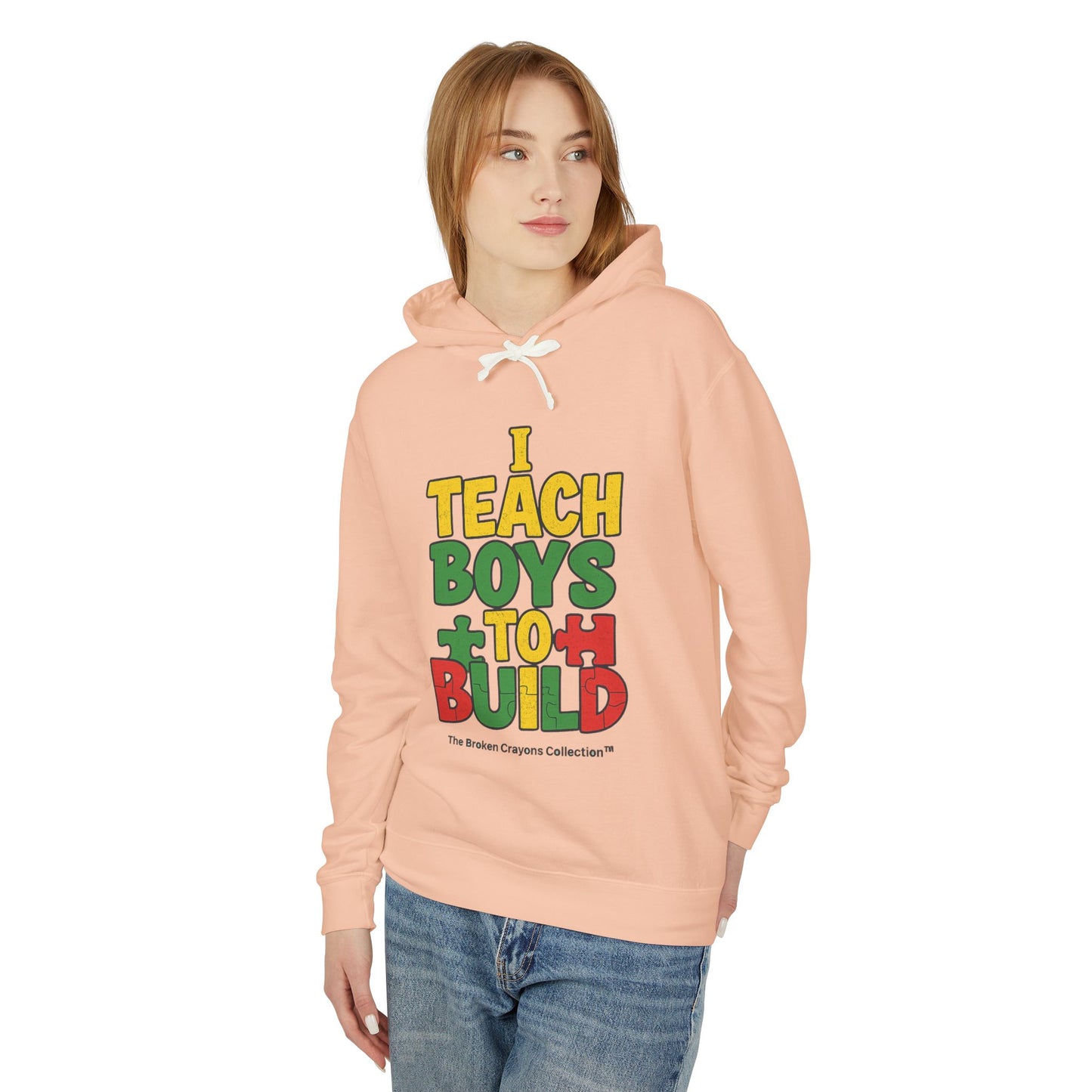 I Teach Boys to Build Hoodie – Pan-African Empowerment Puzzle Design | Broken Crayons Collection™