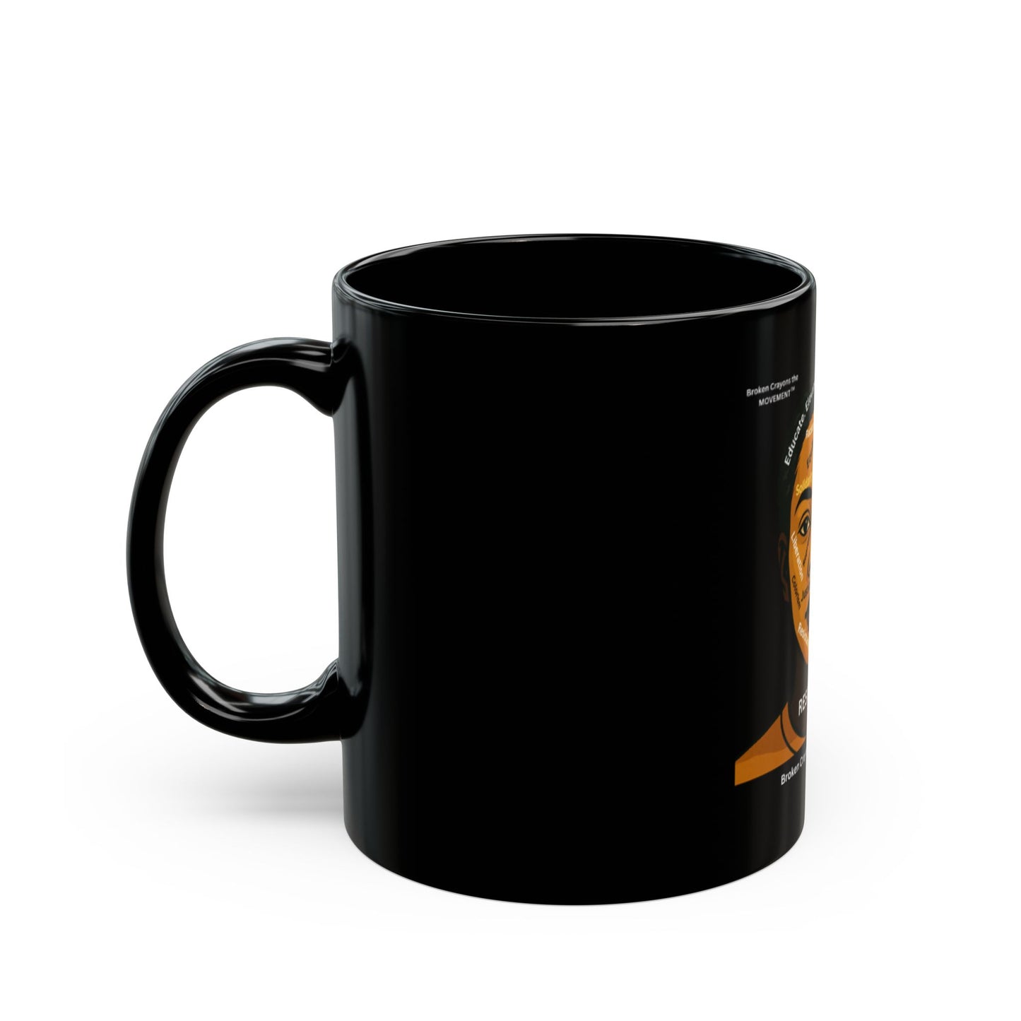 “Resilience Coffee Mug – Empowerment Artwork Black Ceramic Cup, Social Justice Inspired Drinkware”
