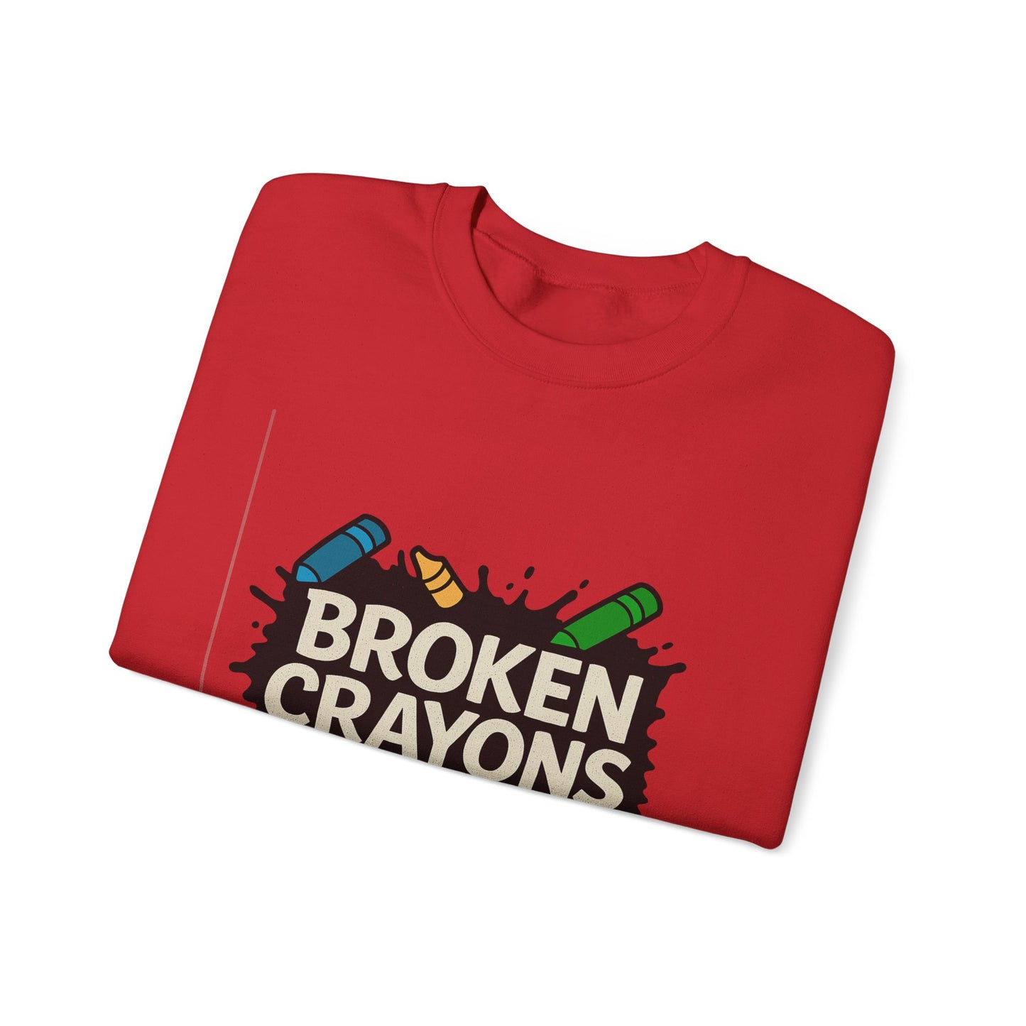 Broken Crayons Crewneck Sweatshirt - Unisex Comfort Wear, Perfect Gift for Artists, Fun Casual Style, Cozy Homewear, Unique Birthday Present