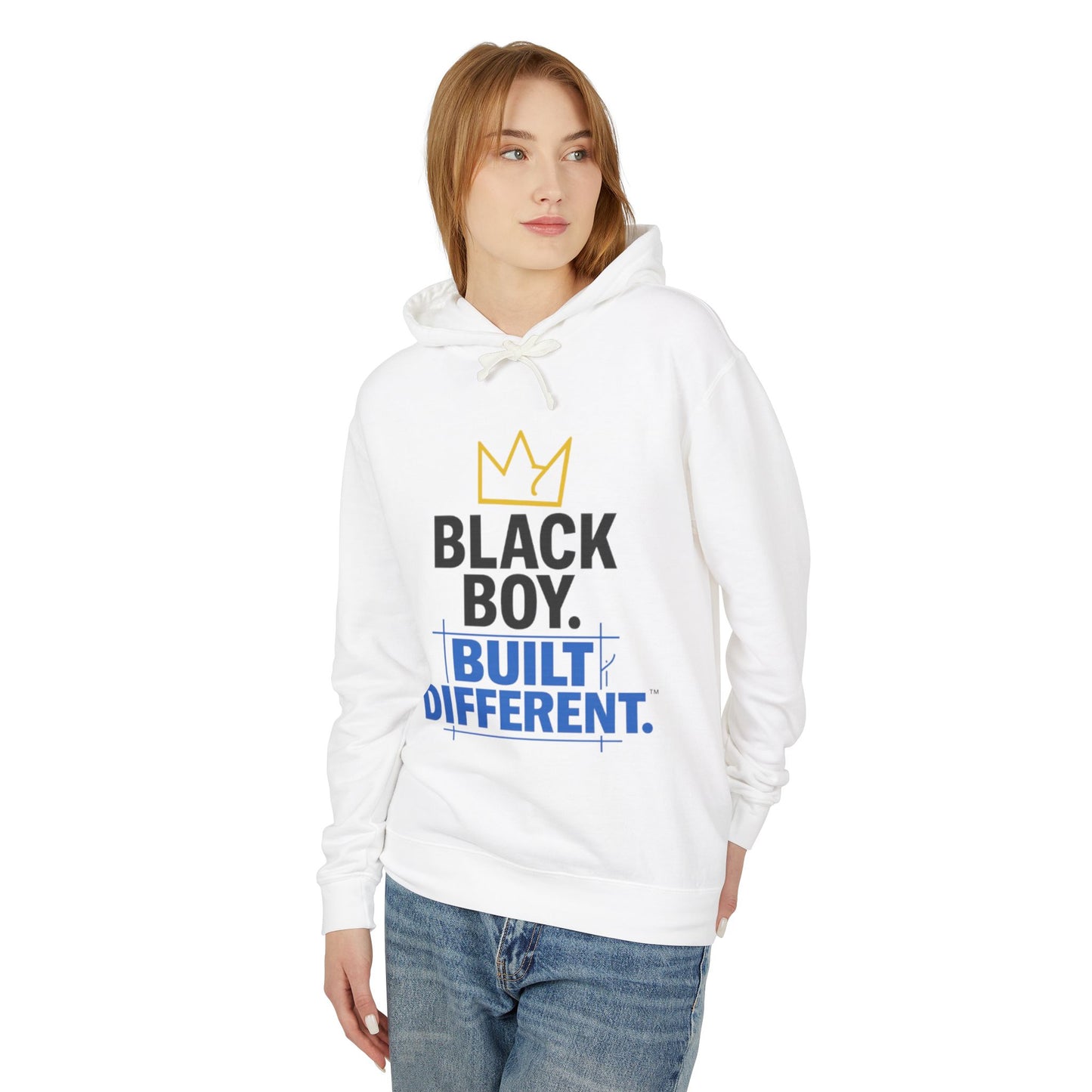 Black Boy. Built Different. Hoodie – Differently Built Blueprint Burst (Unisex)