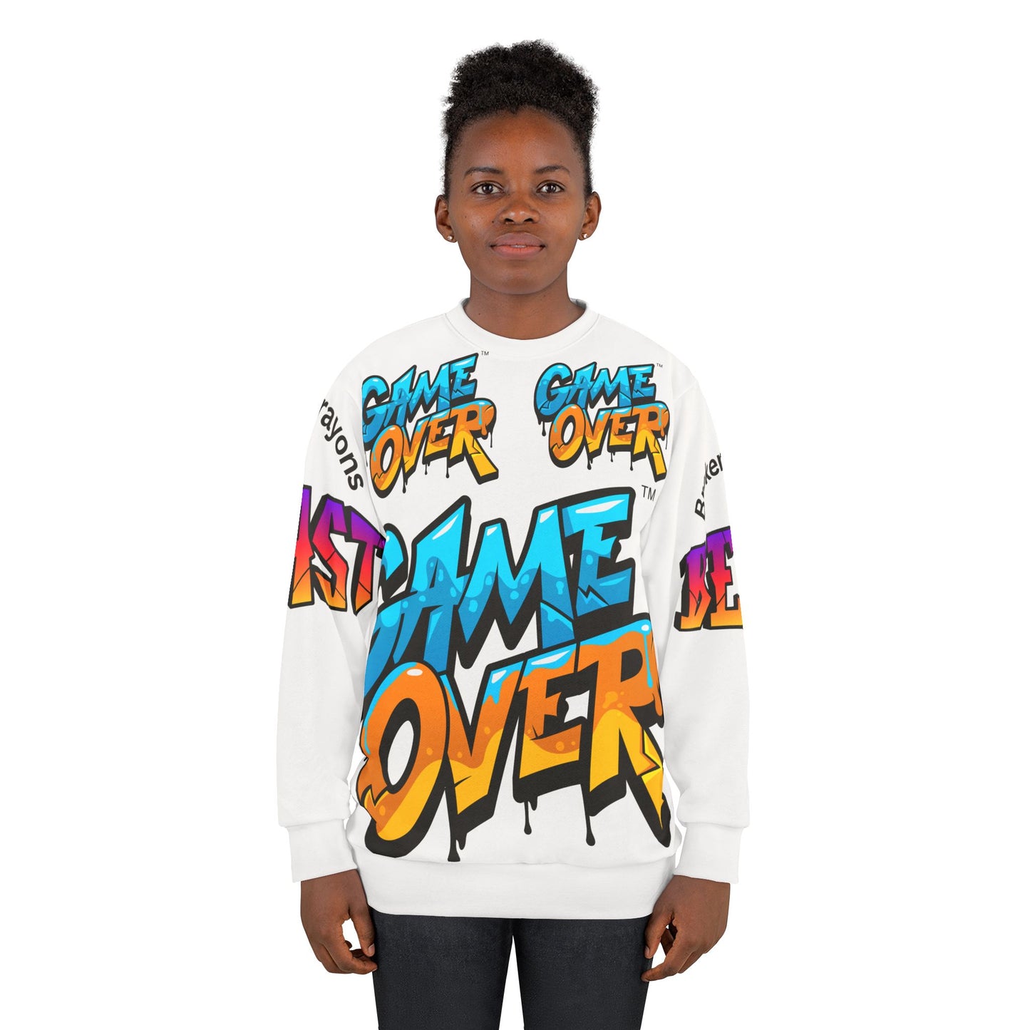 Game Over All-Over Print Sweatshirt | Retro Gaming Streetwear