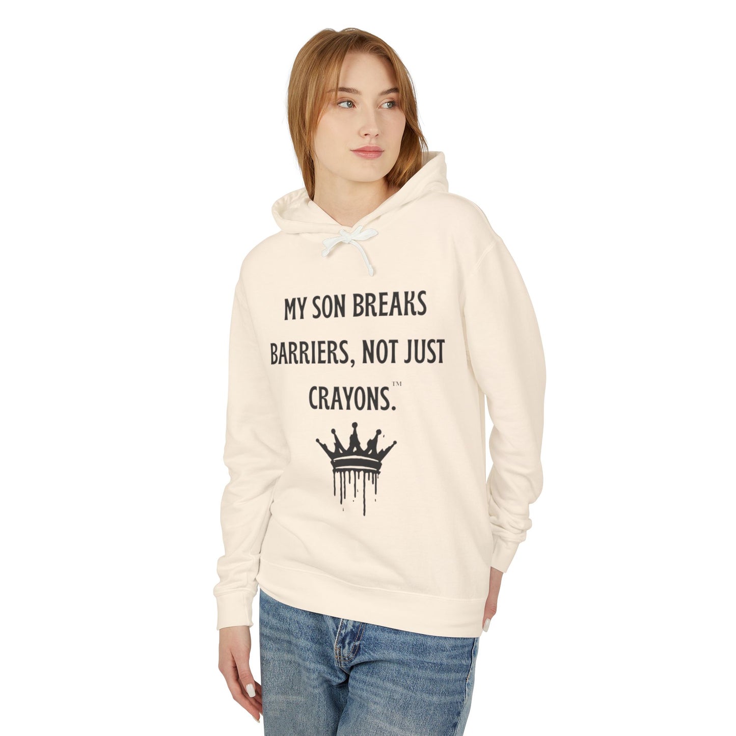 Empowering Unisex Hooded Sweatshirt for Parents, My Son Breaks Barriers, Inspirational Gift for Fathers, Kids, and Celebrations