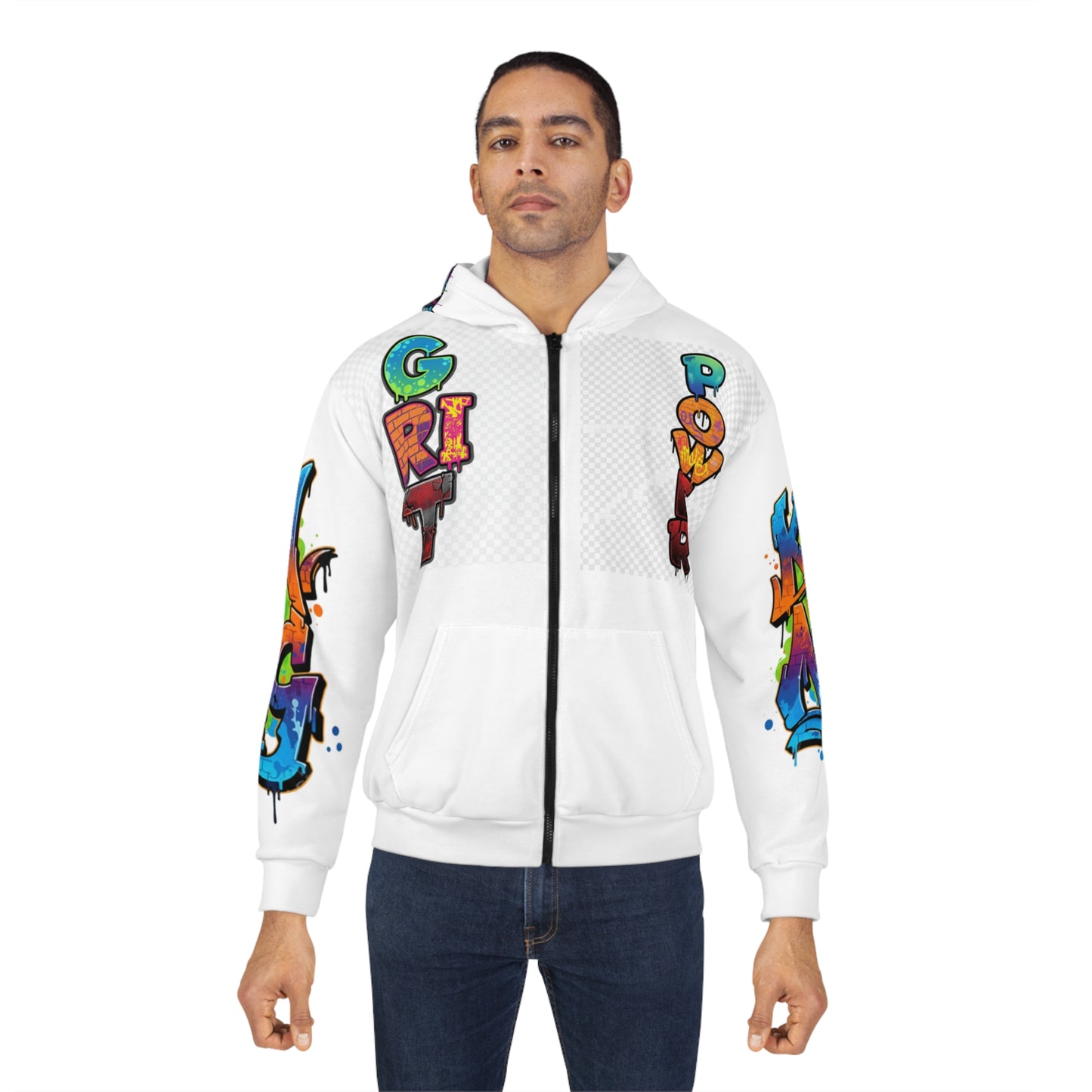 Broken Crayons GRIT Graffiti Art Unisex Zip Hoodie, Urban Streetwear, Grit Power, The Movement, Artistic Hoodie, Stylish Layering Essential