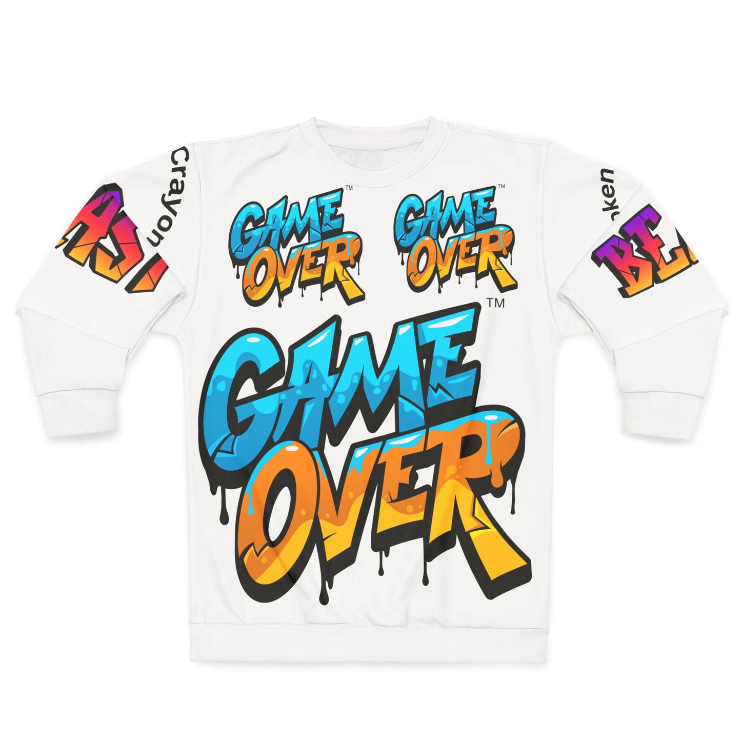 Game Over All-Over Print Sweatshirt | Retro Gaming Streetwear