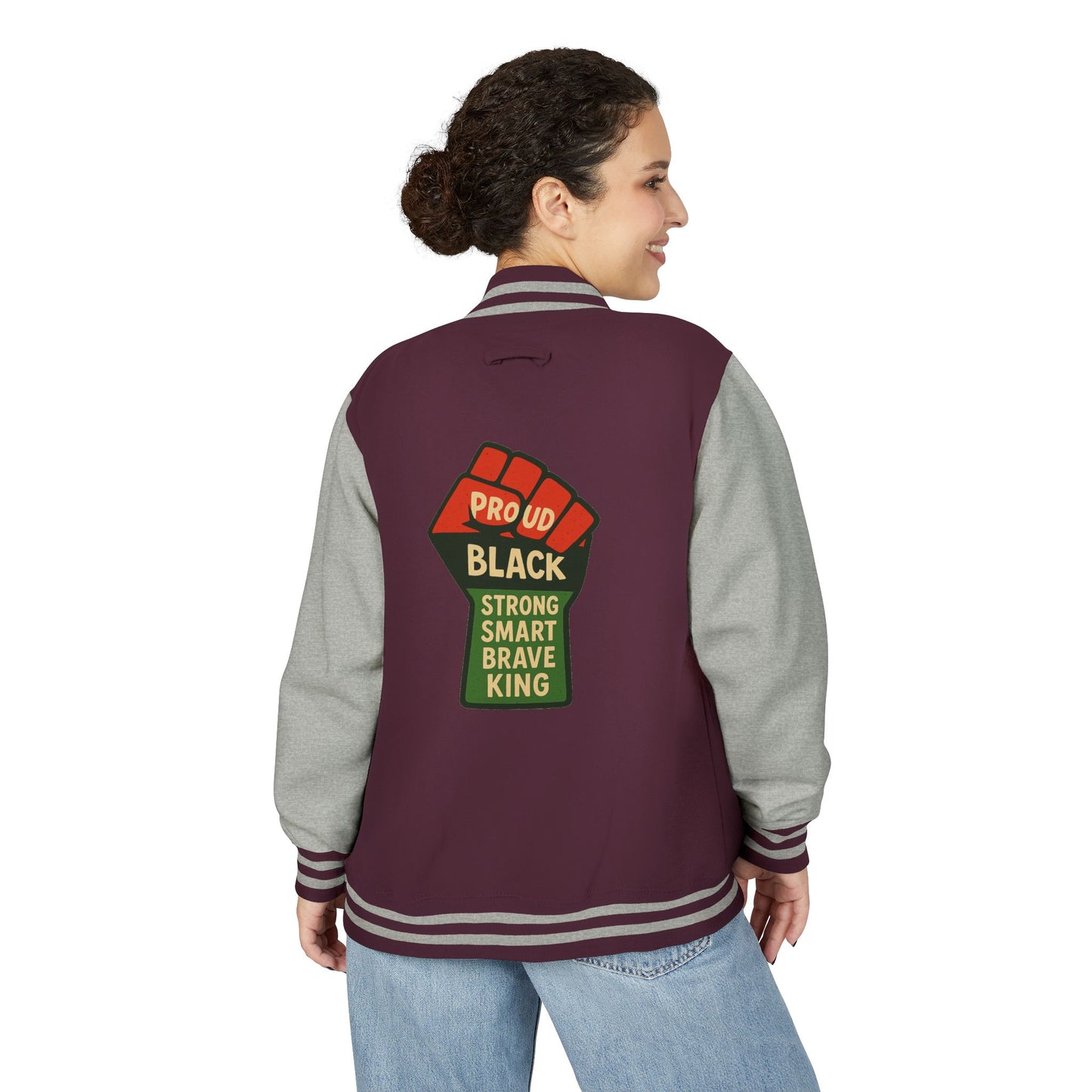 Proud Black King Letterman Jacket, Unisex Varsity Jacket, Stylish Streetwear, Empowerment Apparel, Statement Fashion