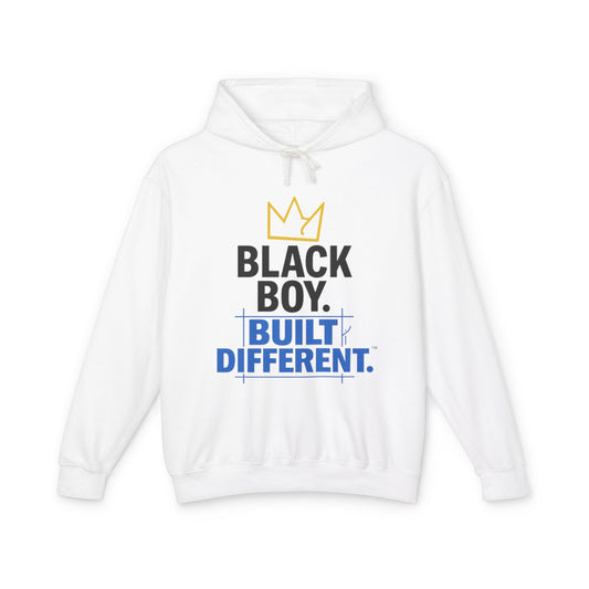 Black Boy. Built Different. Hoodie – Differently Built Blueprint Burst (Unisex)