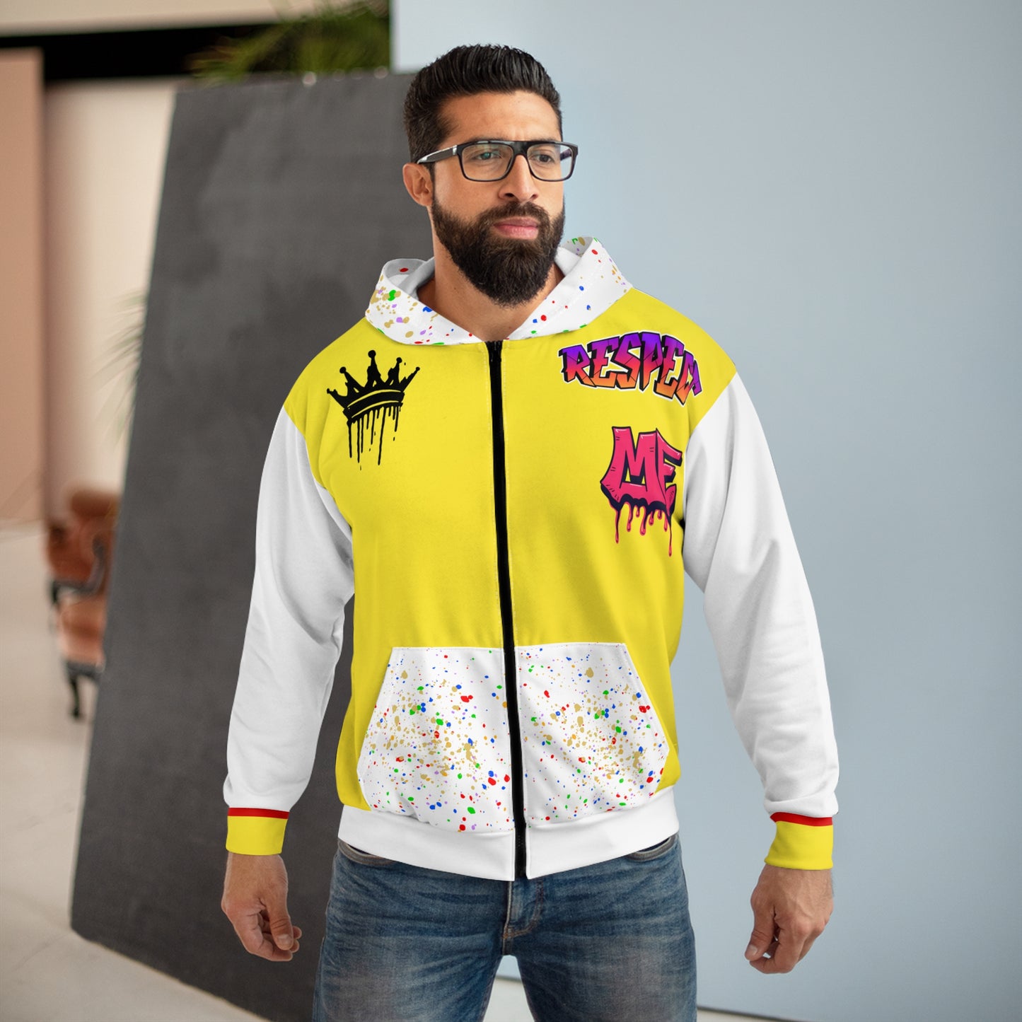 Broken Crayons Bold Graphic Zip Hoodie, Unisex Hoodie, Streetwear Fashion