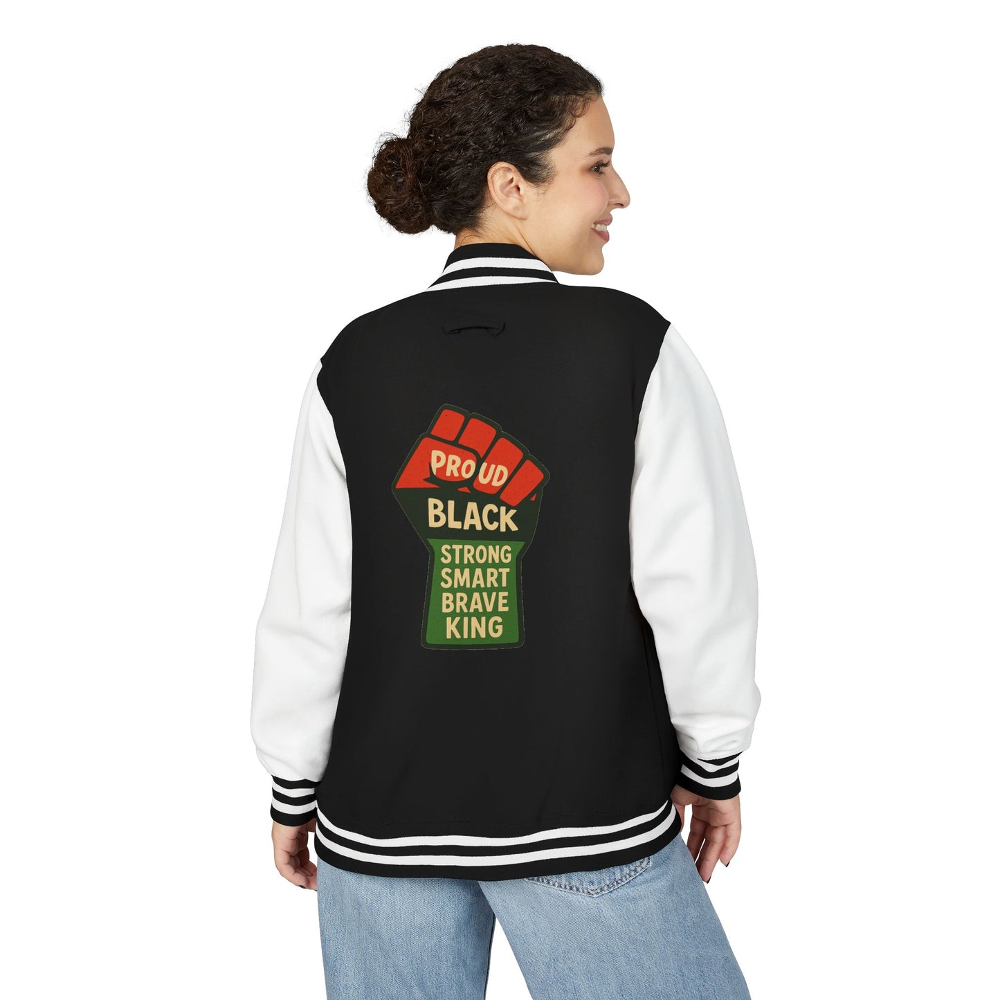 Proud Black King Letterman Jacket, Unisex Varsity Jacket, Stylish Streetwear, Empowerment Apparel, Statement Fashion