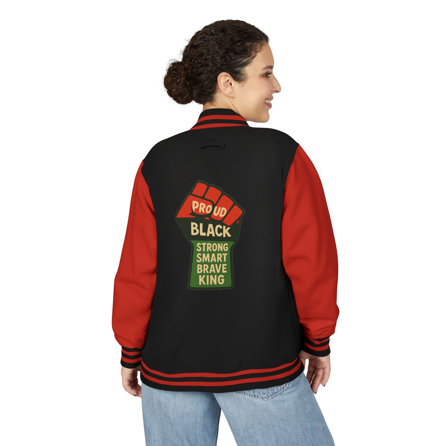 Proud Black King Letterman Jacket, Unisex Varsity Jacket, Stylish Streetwear, Empowerment Apparel, Statement Fashion