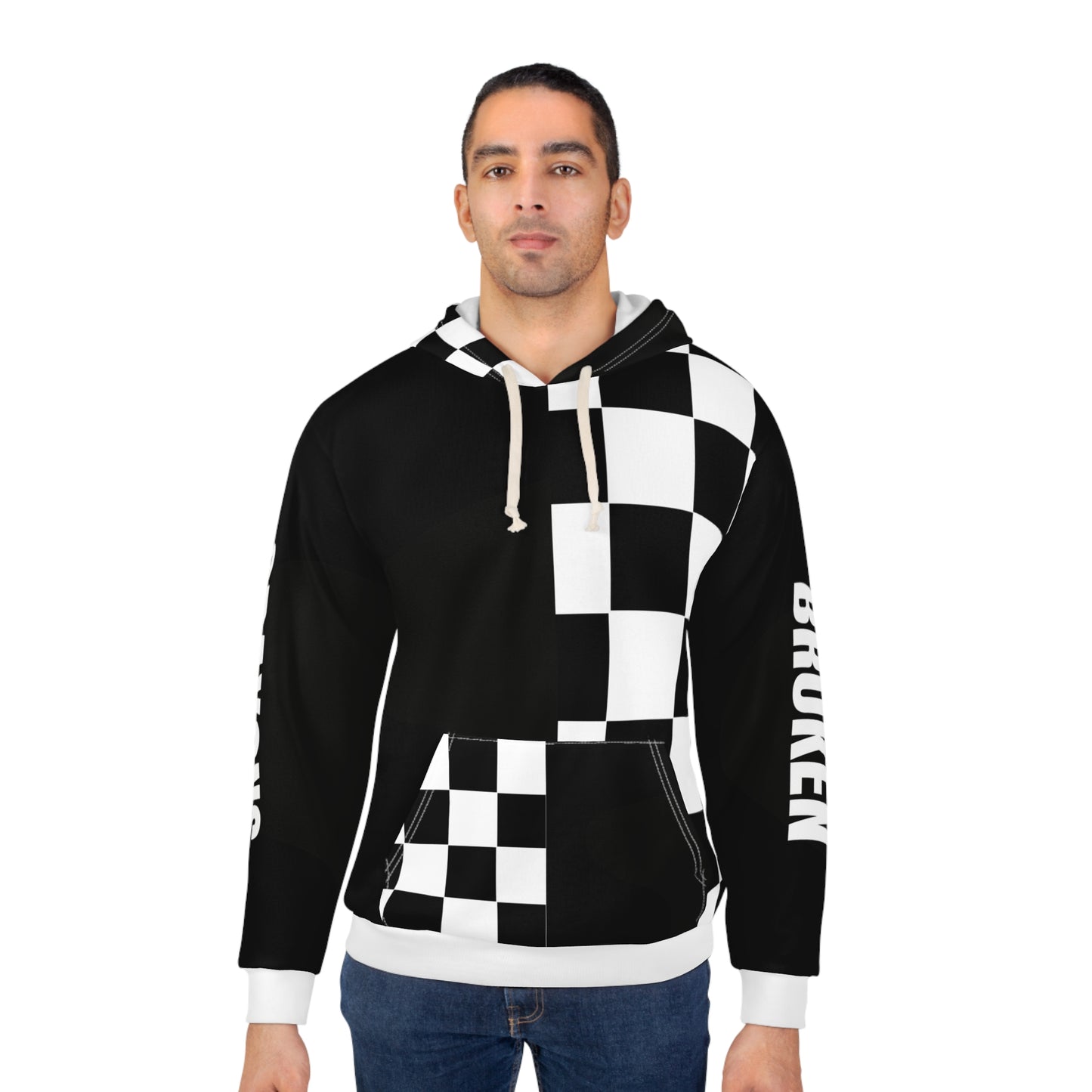 Broken Crayons Collection Trendy Checkerboard Hoodie, Unisex Pullover, Fashion Statement,