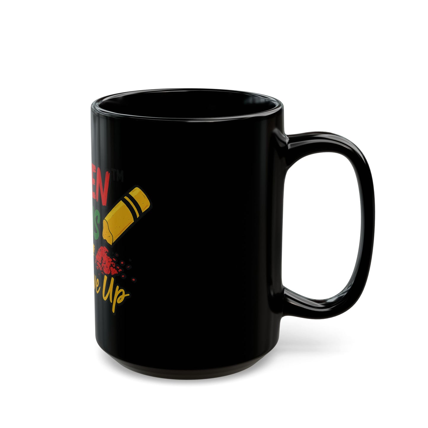 Inspirational Black Mug - Broken Crayons Never Give Up - Coffee Cup for Motivation, Gifts for Teachers, Students, Art Lovers, Encouragement