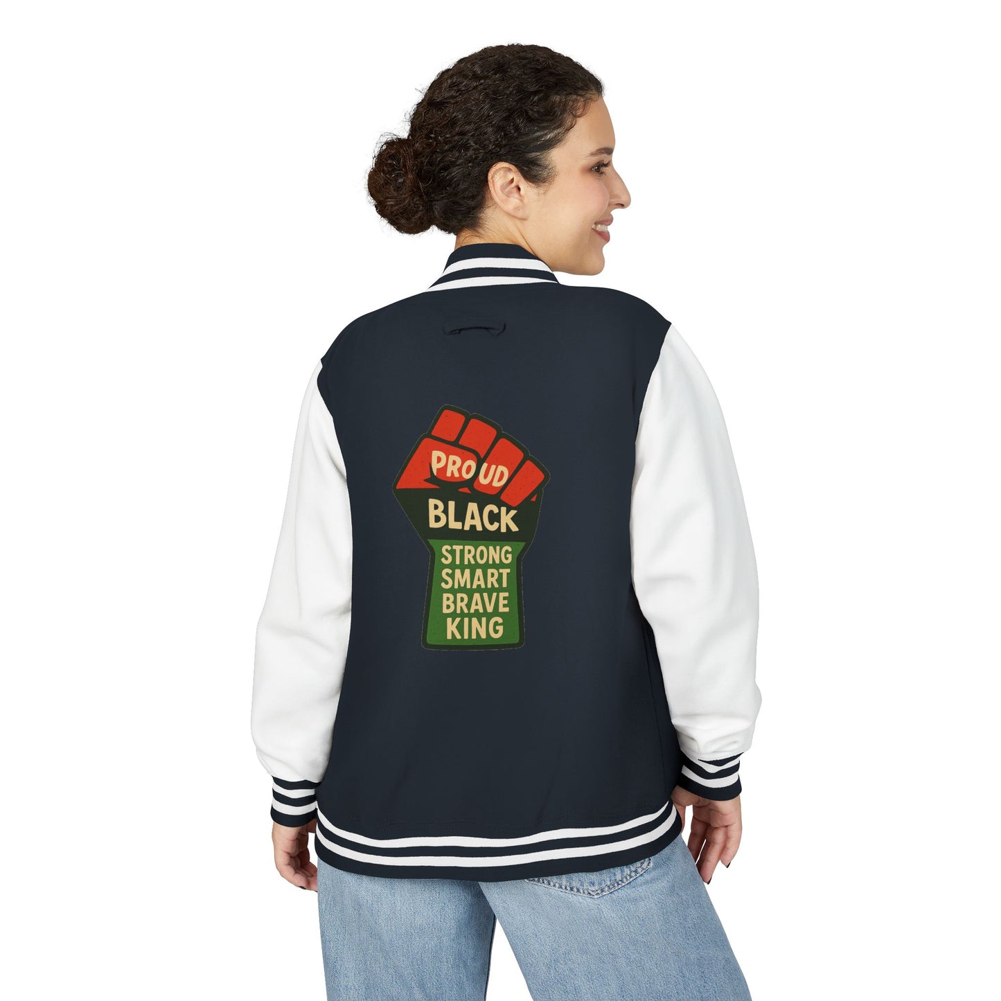 Proud Black King Letterman Jacket, Unisex Varsity Jacket, Stylish Streetwear, Empowerment Apparel, Statement Fashion
