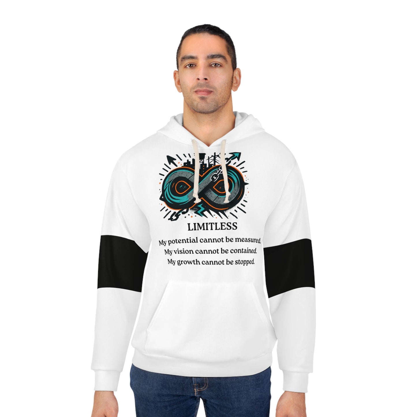 Broken Crayons Collection Limitless Infinity Hoodie — Motivational Pullover with 'My potential cannot be measured' Design