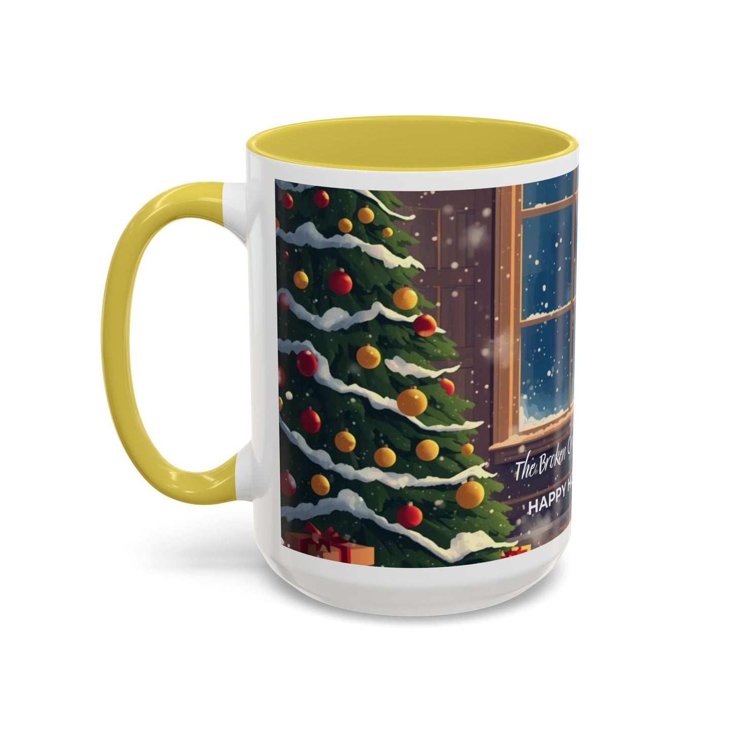 Broken Crayons Collection Holiday Fireplace Coffee Mug — Cozy Winter Scene 11oz/15oz