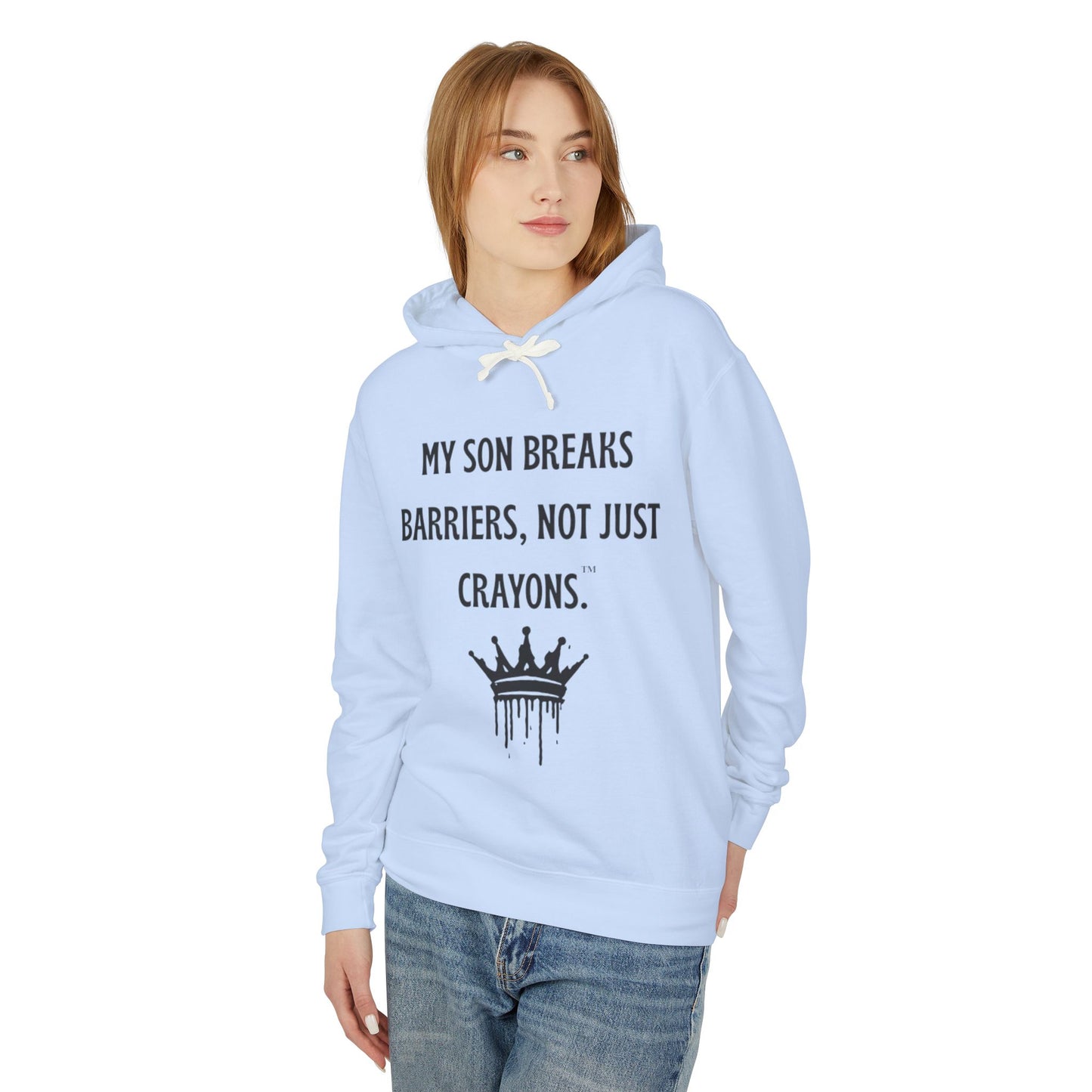 Empowering Unisex Hooded Sweatshirt for Parents, My Son Breaks Barriers, Inspirational Gift for Fathers, Kids, and Celebrations