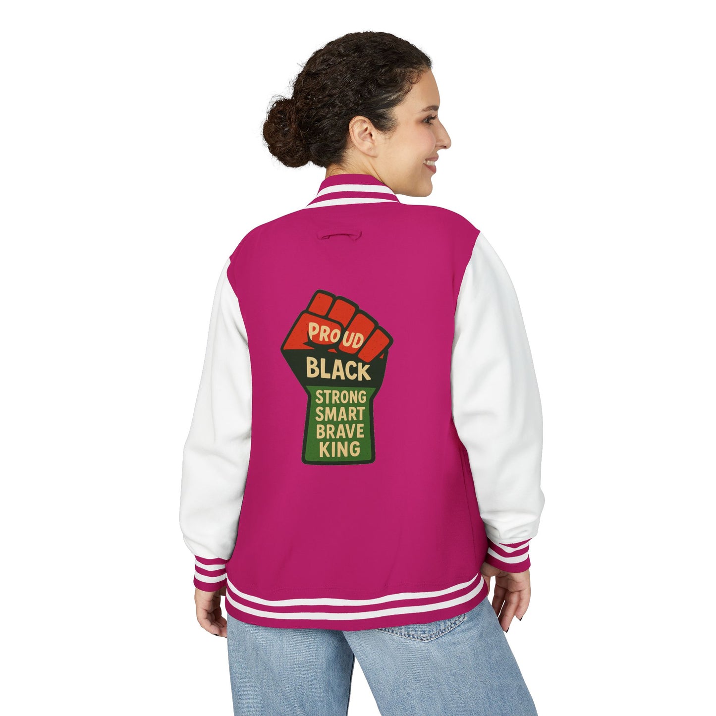 Proud Black King Letterman Jacket, Unisex Varsity Jacket, Stylish Streetwear, Empowerment Apparel, Statement Fashion