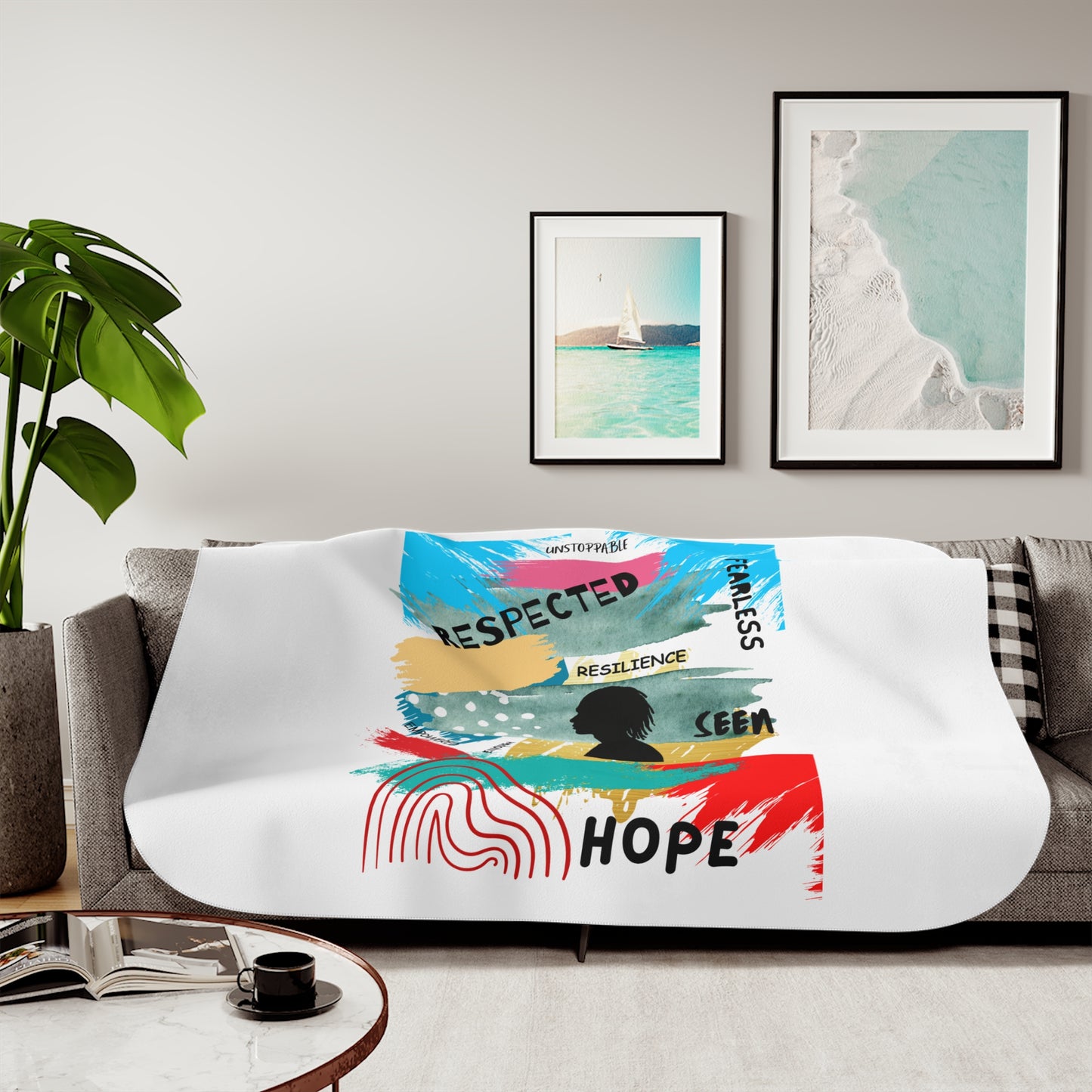 Broken Crayons Cozy Sherpa Blanket, Warmth & Hope Gift, Soft Throw for Relaxation