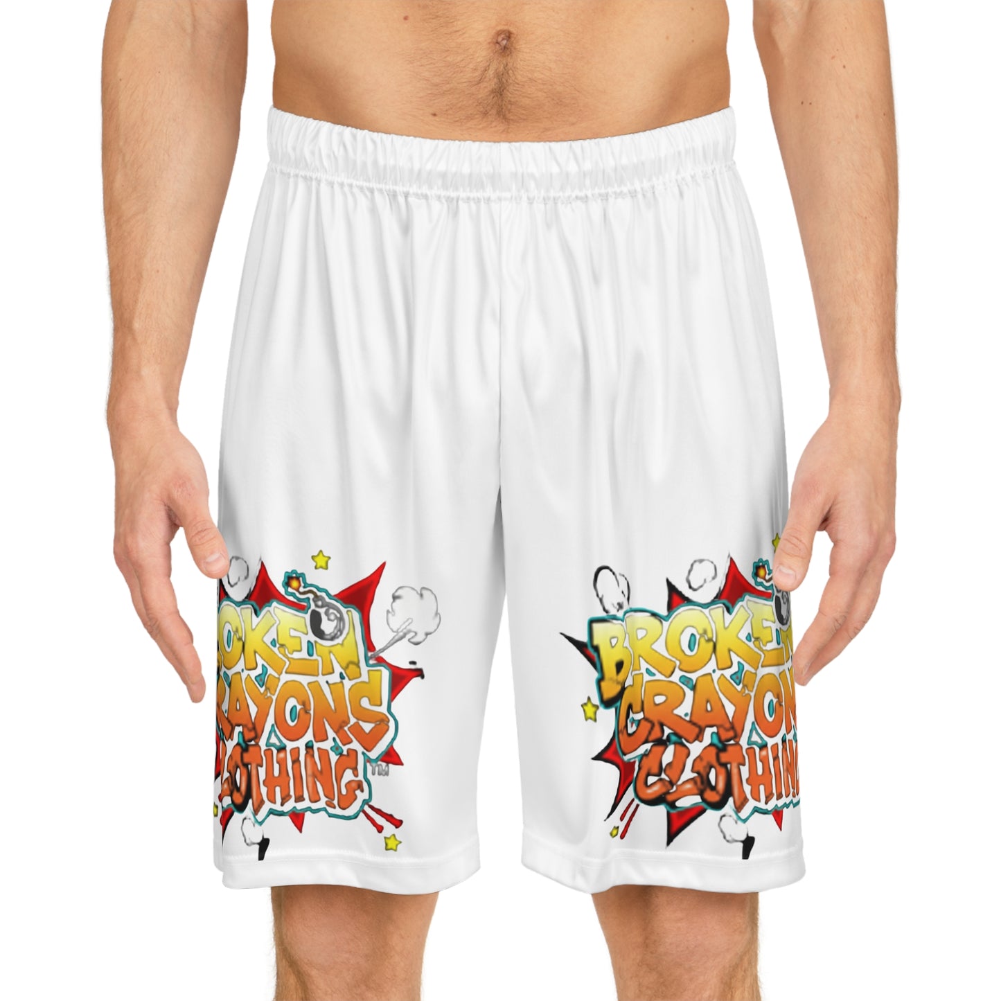 Bold Broken Crayons™ Graffiti Basketball Shorts – Streetwear Style, Athletic Comfort, Summer Essential