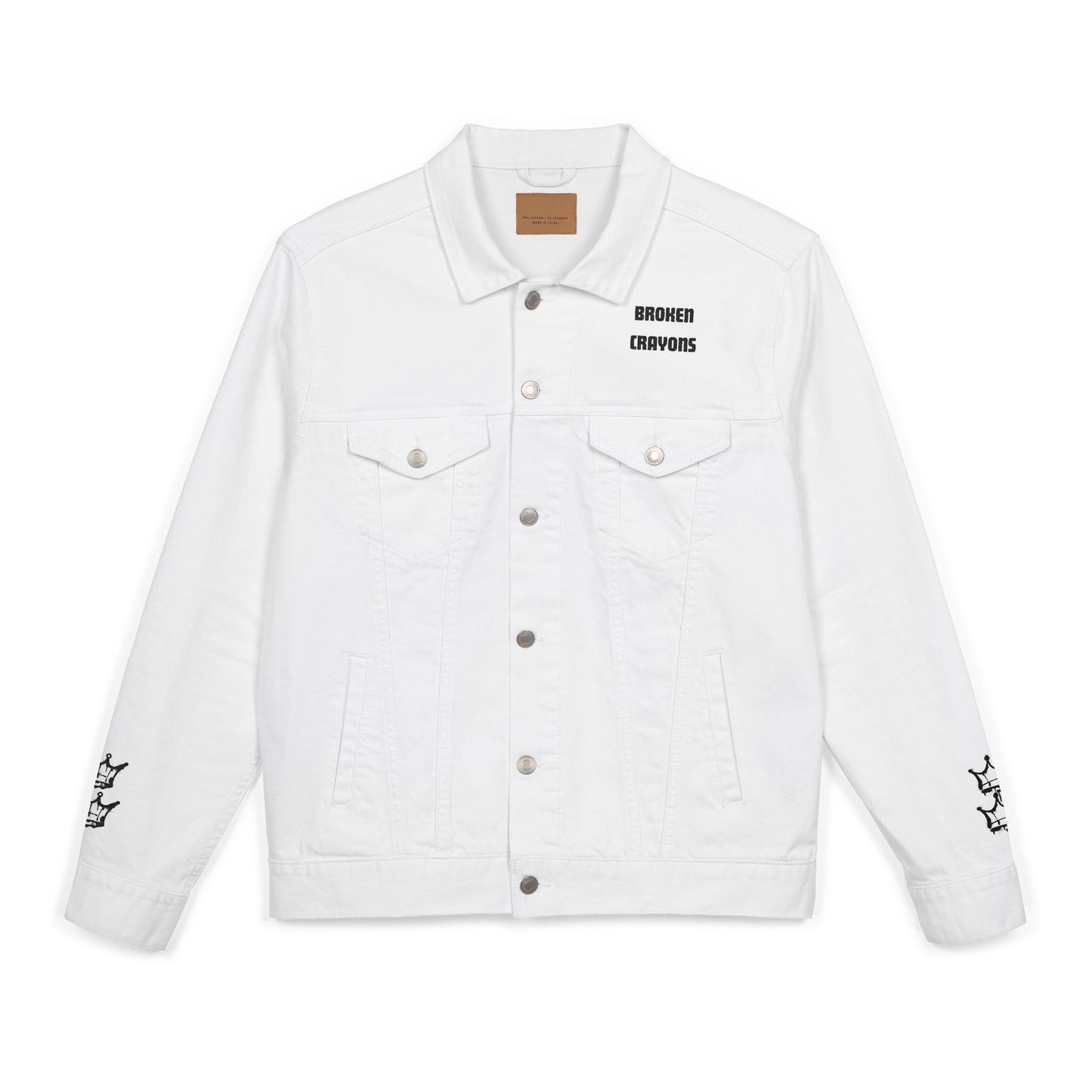 Broken Crayons™ White Jean Jacket | Raw Power Streetwear