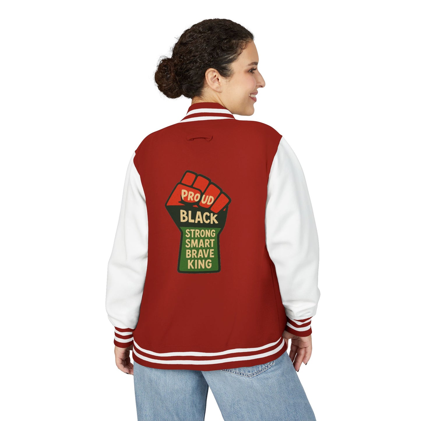 Proud Black King Letterman Jacket, Unisex Varsity Jacket, Stylish Streetwear, Empowerment Apparel, Statement Fashion