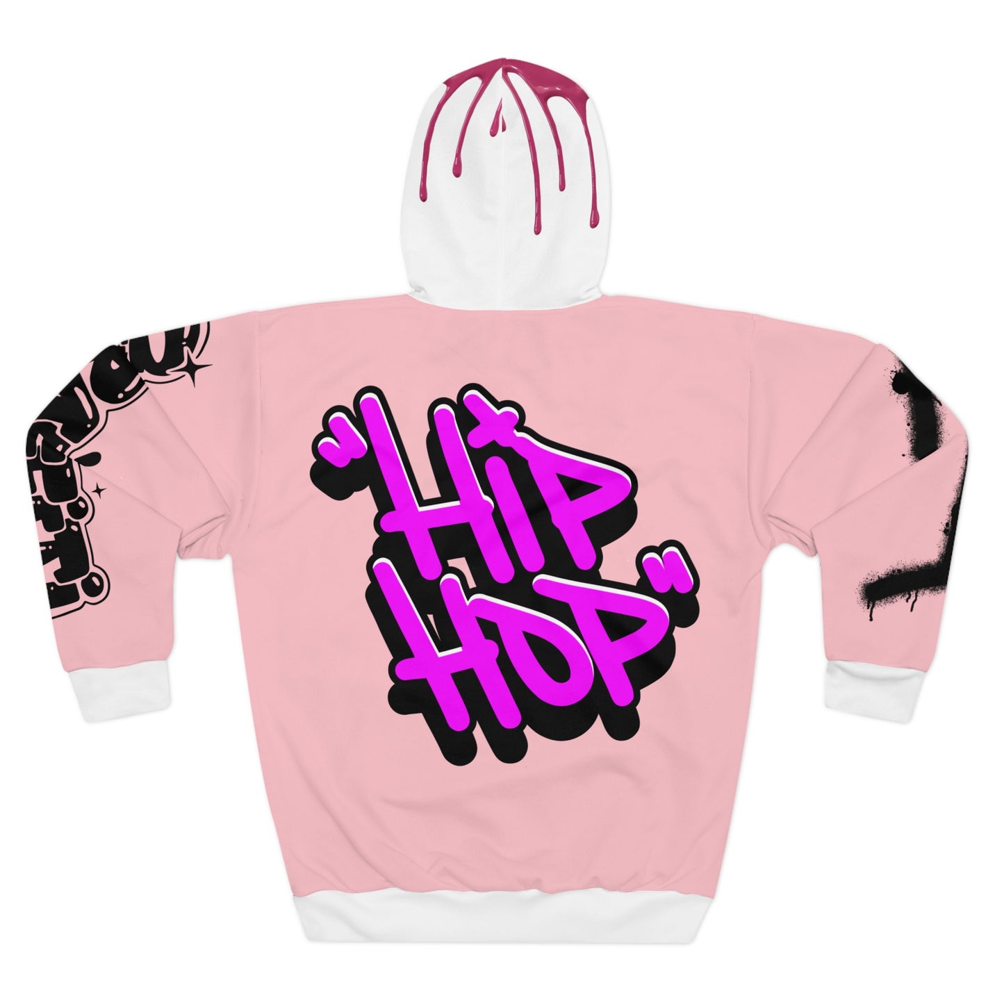 Broken Crayons Pink Graffiti “HIP HOP” Hoodie – Urban Streetwear with Drip & Dance Vibes