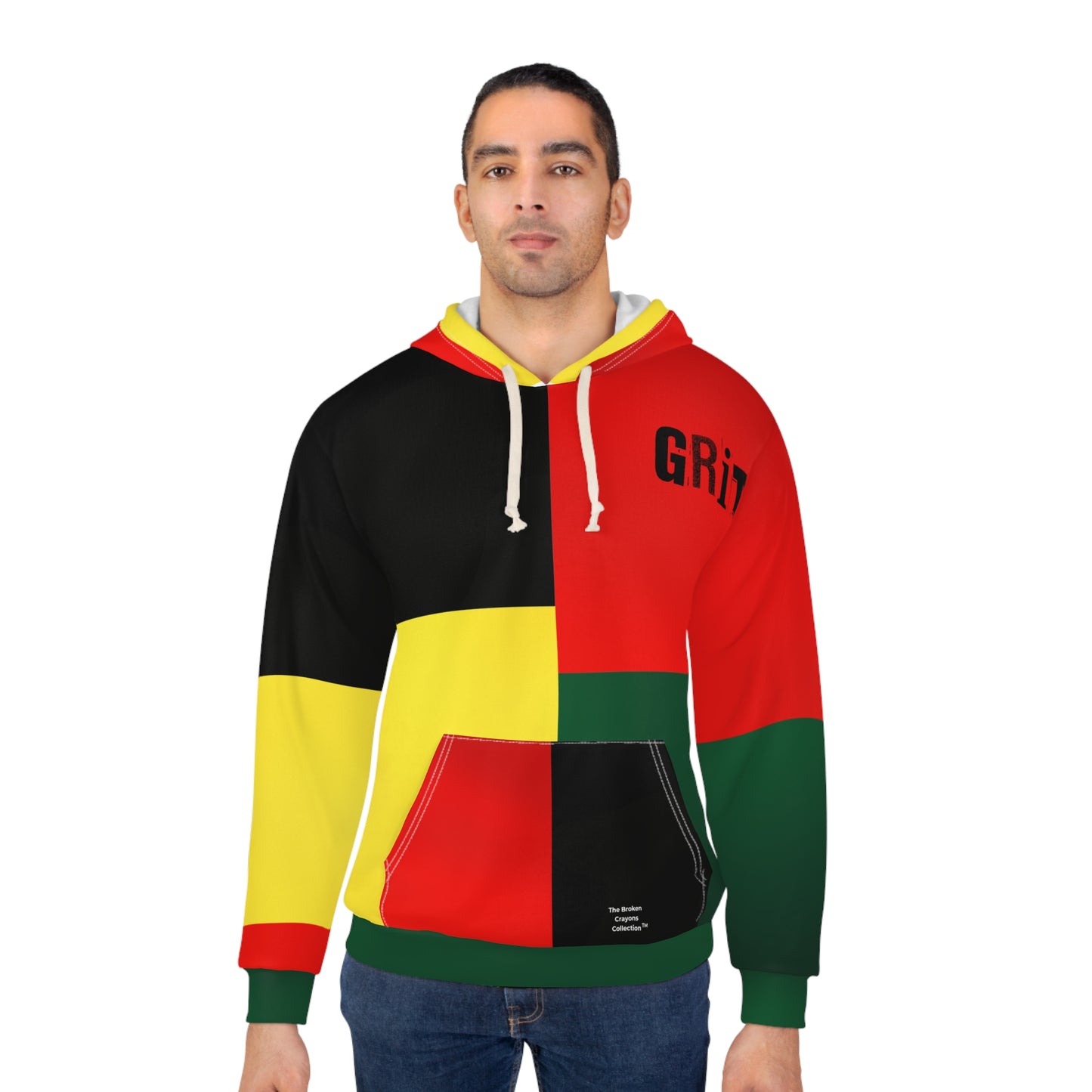 Broken Crayons-Vibrant African-Inspired "GRIT Power in Pieces" Unisex Hoodie - Black, Red, Yellow & Green Streetwear