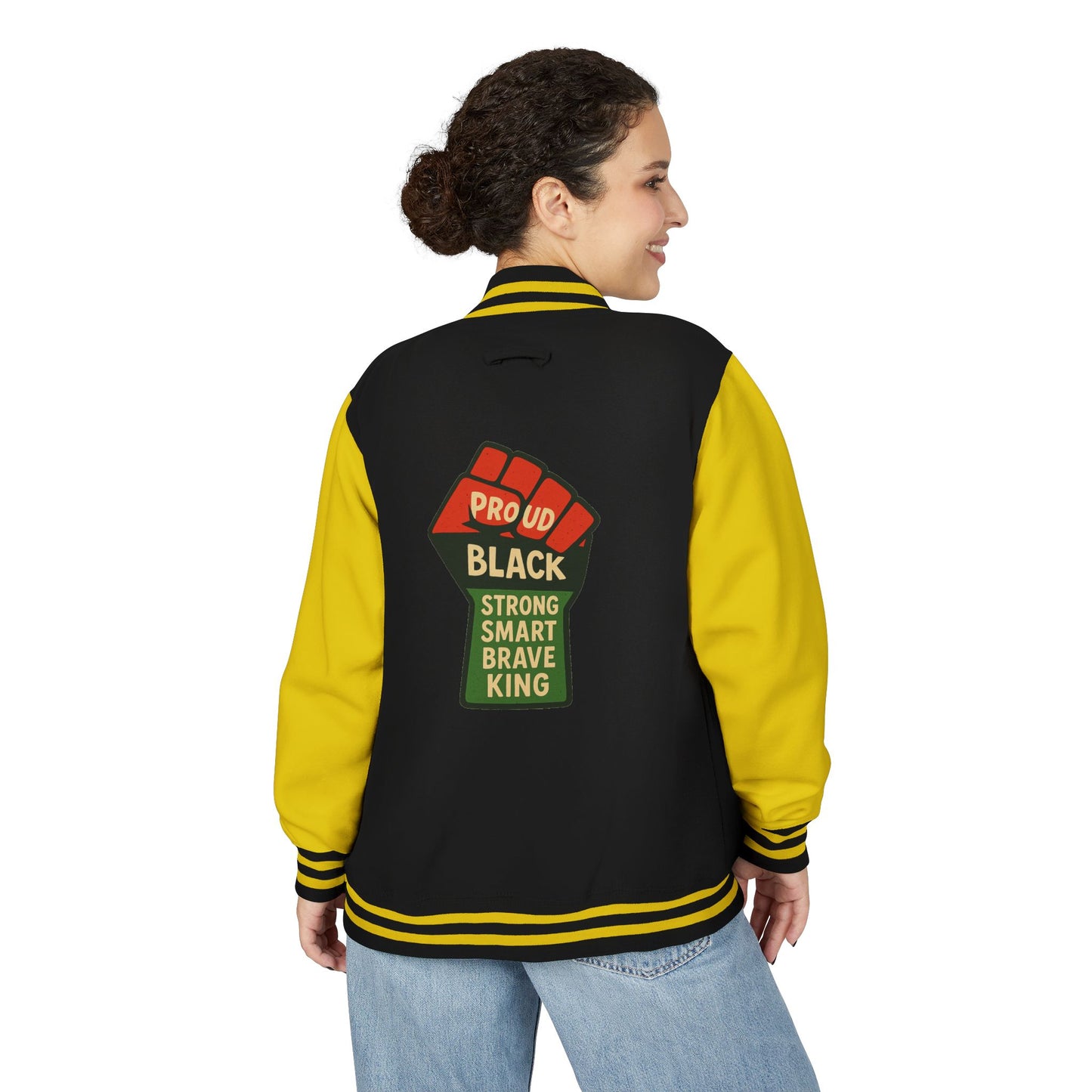 Proud Black King Letterman Jacket, Unisex Varsity Jacket, Stylish Streetwear, Empowerment Apparel, Statement Fashion