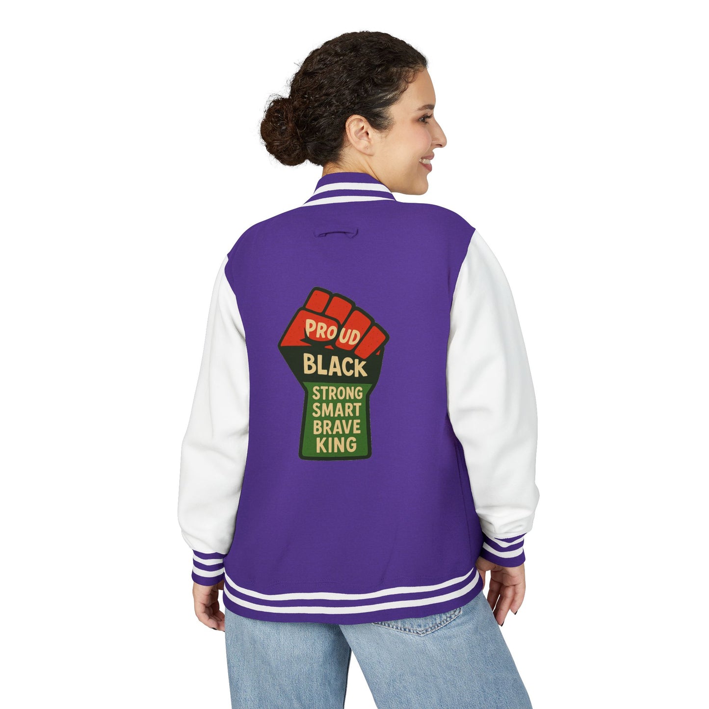 Proud Black King Letterman Jacket, Unisex Varsity Jacket, Stylish Streetwear, Empowerment Apparel, Statement Fashion