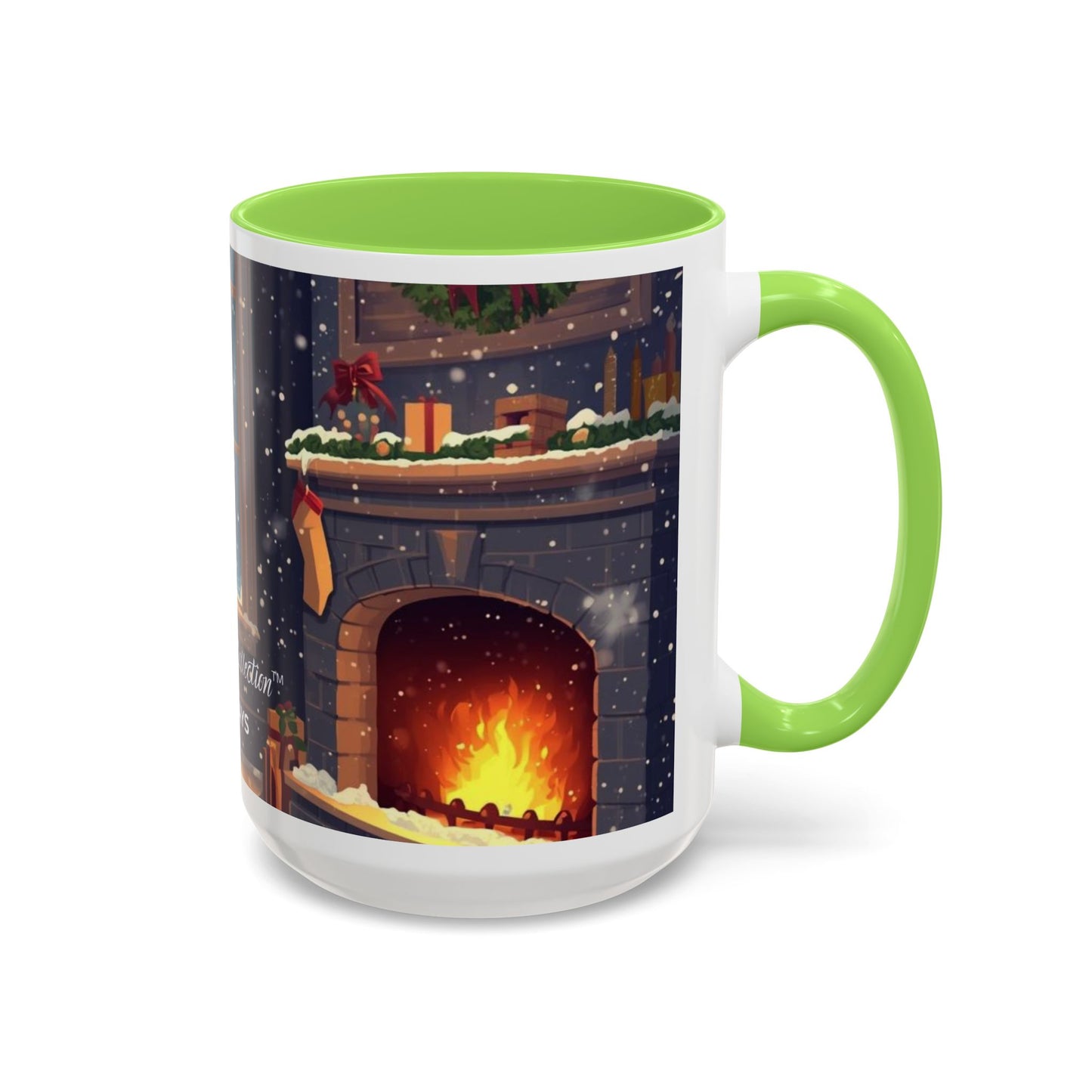 Broken Crayons Collection Holiday Fireplace Coffee Mug — Cozy Winter Scene 11oz/15oz