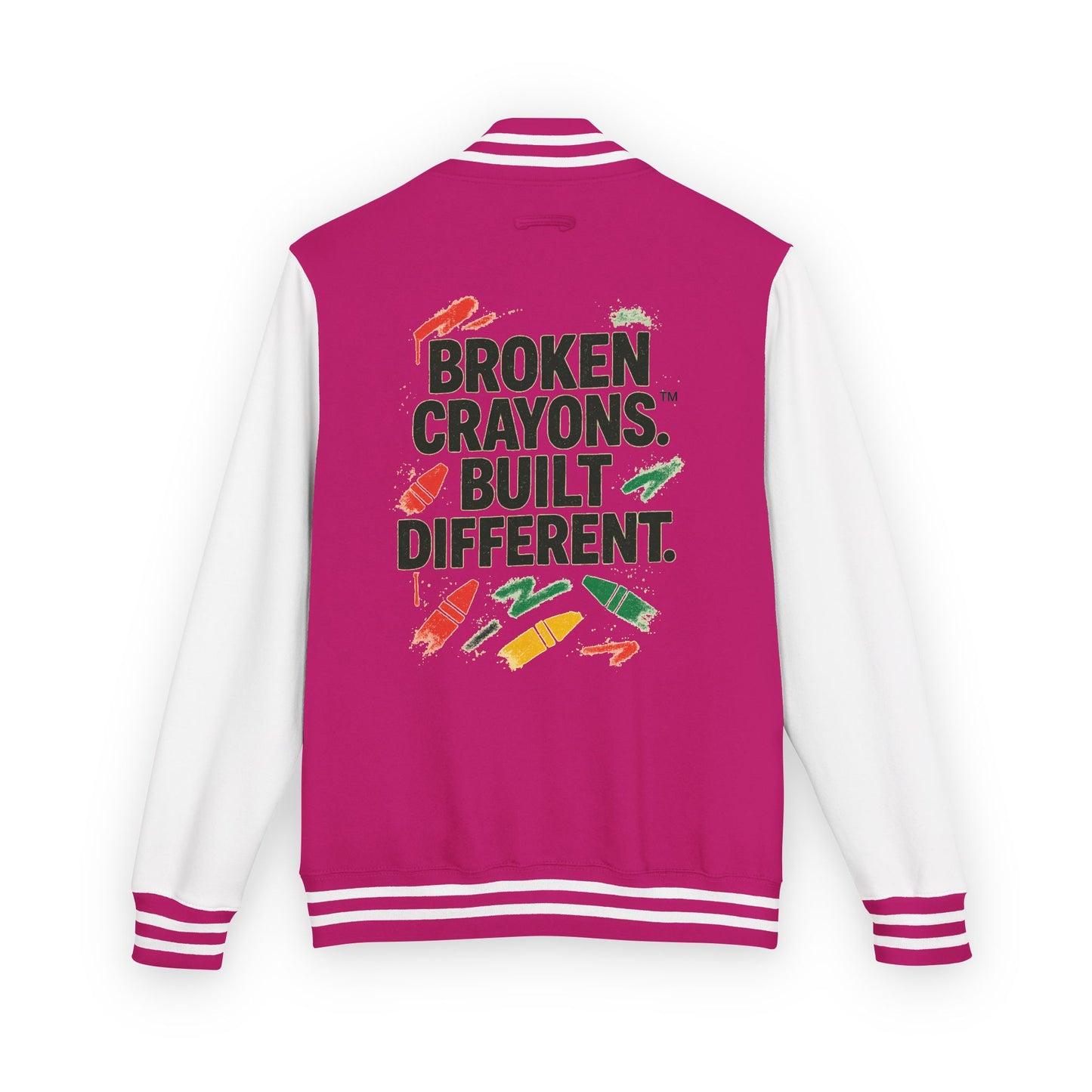 Broken Crayons™ Built Different Varsity Jacket – Empowerment Streetwear