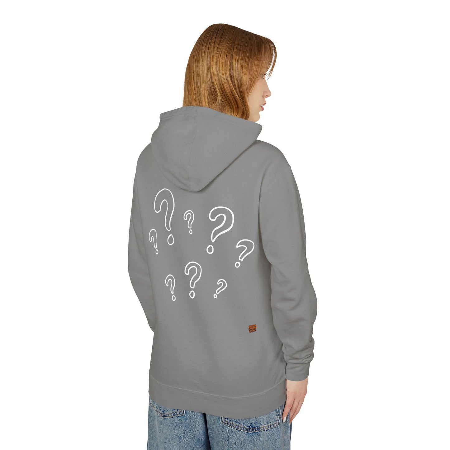 Broken Crayons Collection Hmmmm. Hoodie —  Graphic Hoodie with Front "Hmmm." Text & Back Question Mark Design
