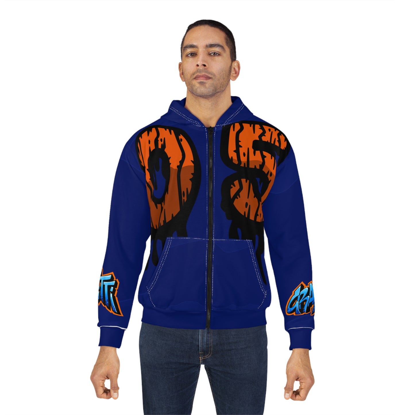 Broken Crayons Collection Zip Hoodie — Bold Drip '05' Graffiti Zip-Up Hoodie