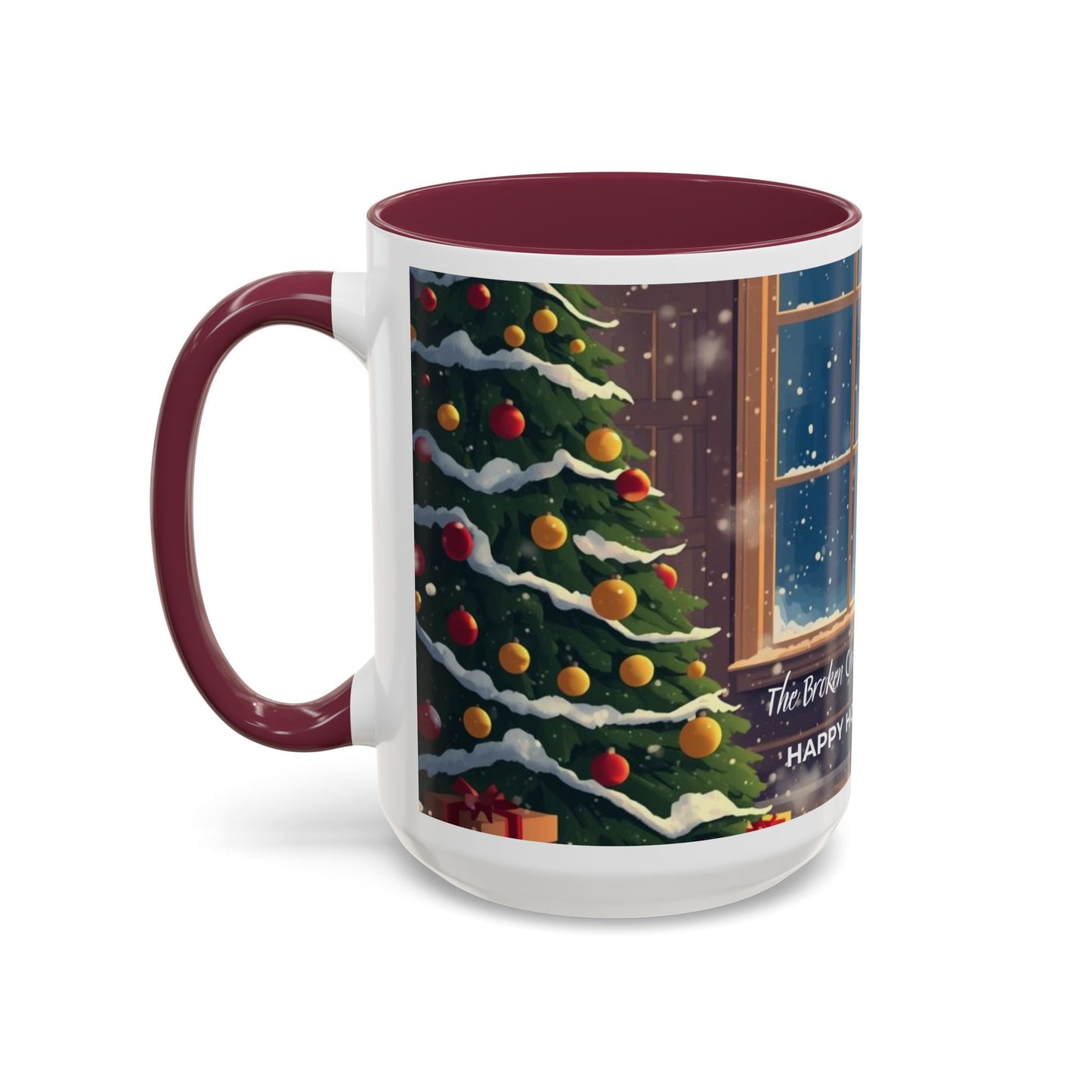 Broken Crayons Collection Holiday Fireplace Coffee Mug — Cozy Winter Scene 11oz/15oz