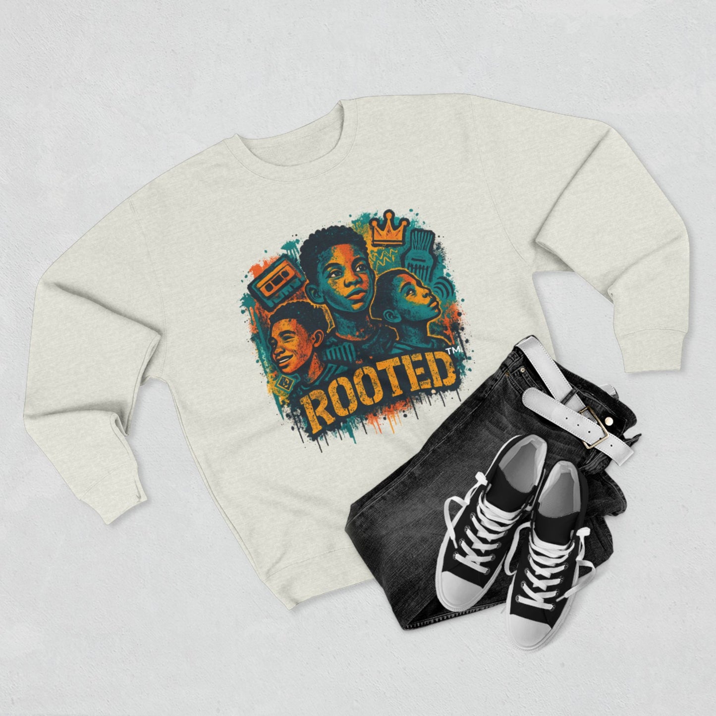 Broken Crayons Collection Rooted Unisex Crewneck Sweatshirt, Cozy Streetwear,  Unique Hoodie, Cultural Expression, Everyday Comfort