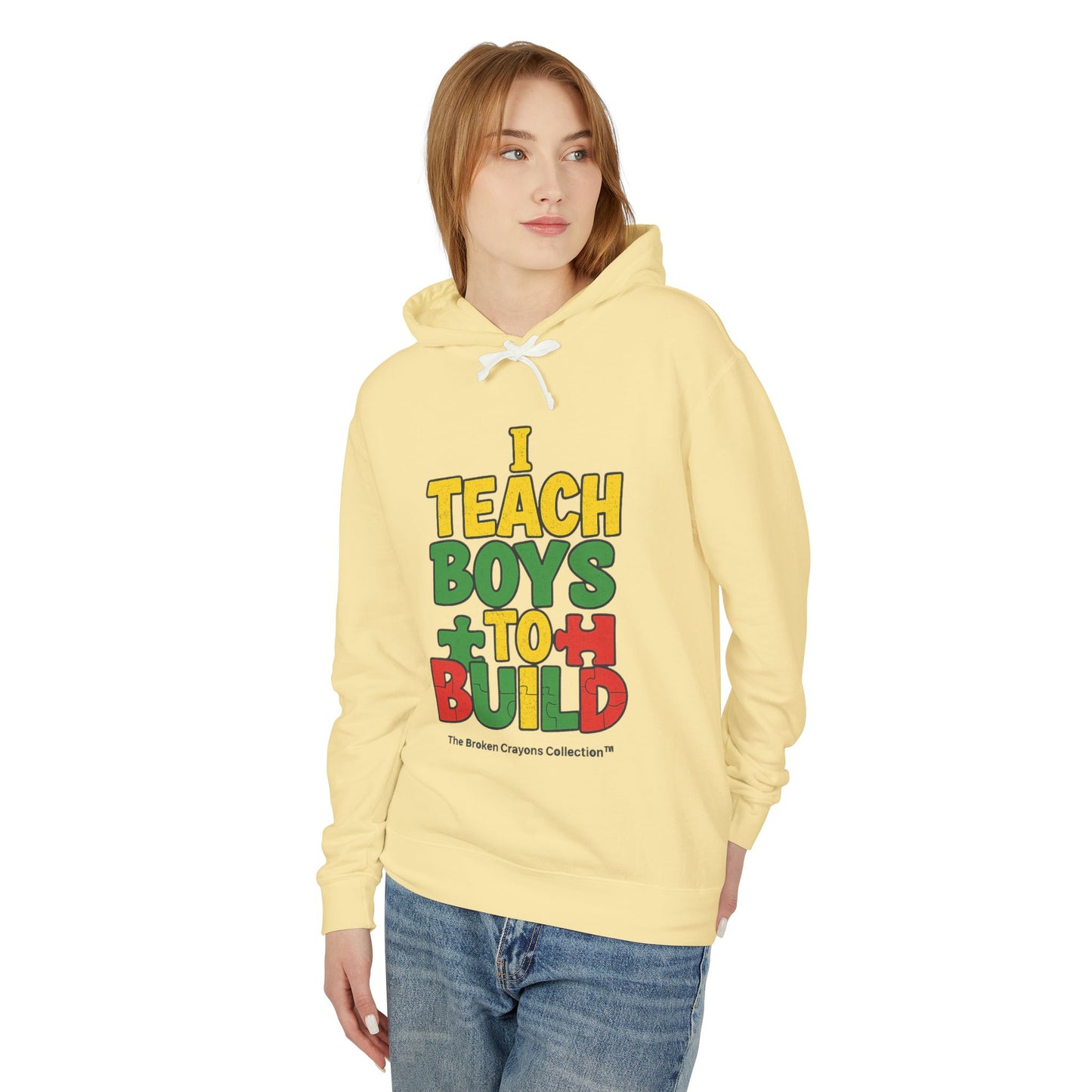 I Teach Boys to Build Hoodie – Pan-African Empowerment Puzzle Design | Broken Crayons Collection™