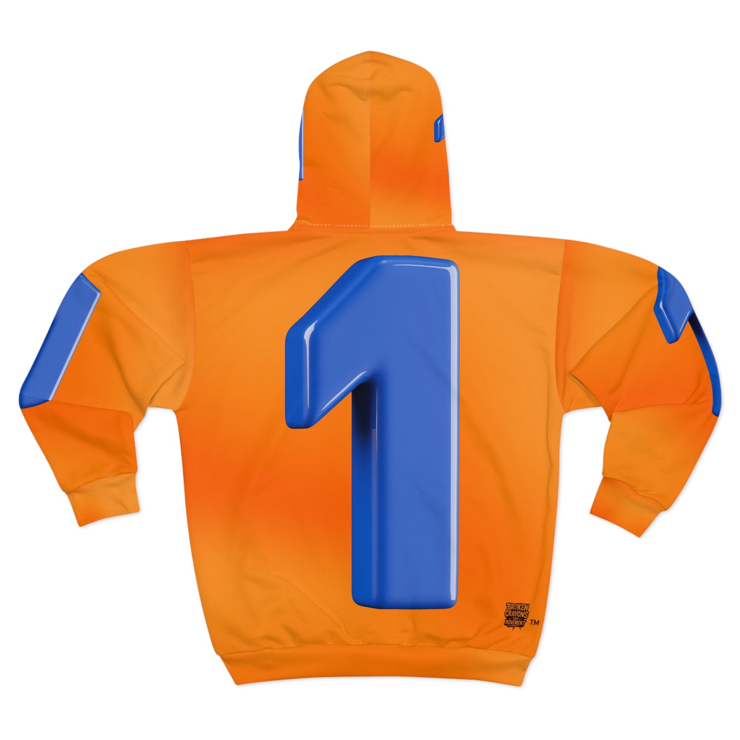 Broken Crayons Collection Orange 'Number 1' Zip Hoodie — Bold 3D Blue 1 Graphic Full-Zip Hoodie
