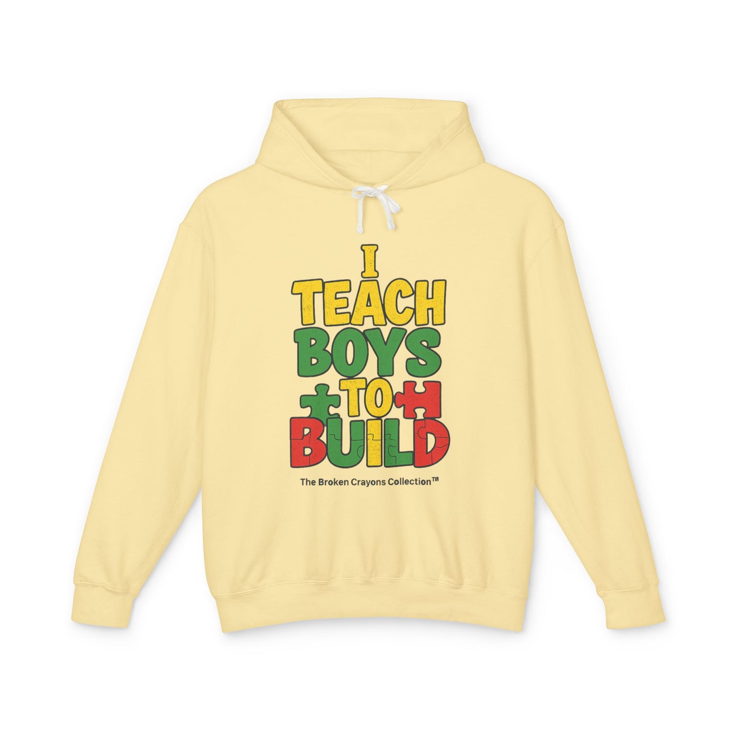I Teach Boys to Build Hoodie – Pan-African Empowerment Puzzle Design | Broken Crayons Collection™