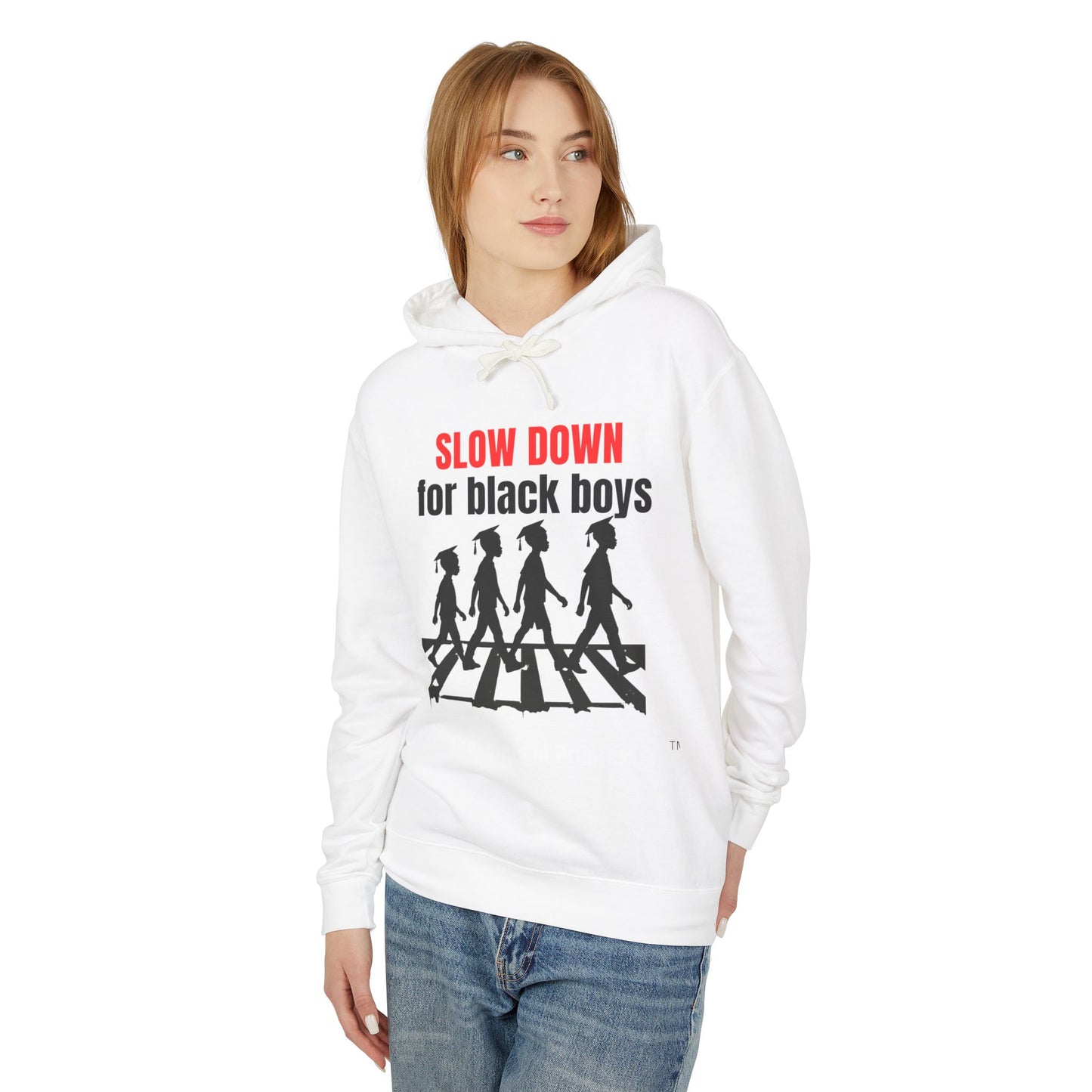 Unisex Lightweight Hooded Sweatshirt - "Slow Down for Black Boys" Hoodie, Awareness Apparel, Gift for Activists, Statement Sweatshirt, [...]