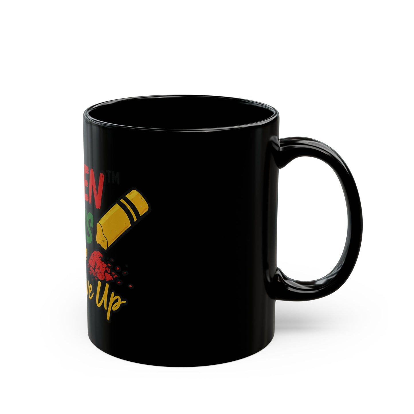 Inspirational Black Mug - Broken Crayons Never Give Up - Coffee Cup for Motivation, Gifts for Teachers, Students, Art Lovers, Encouragement