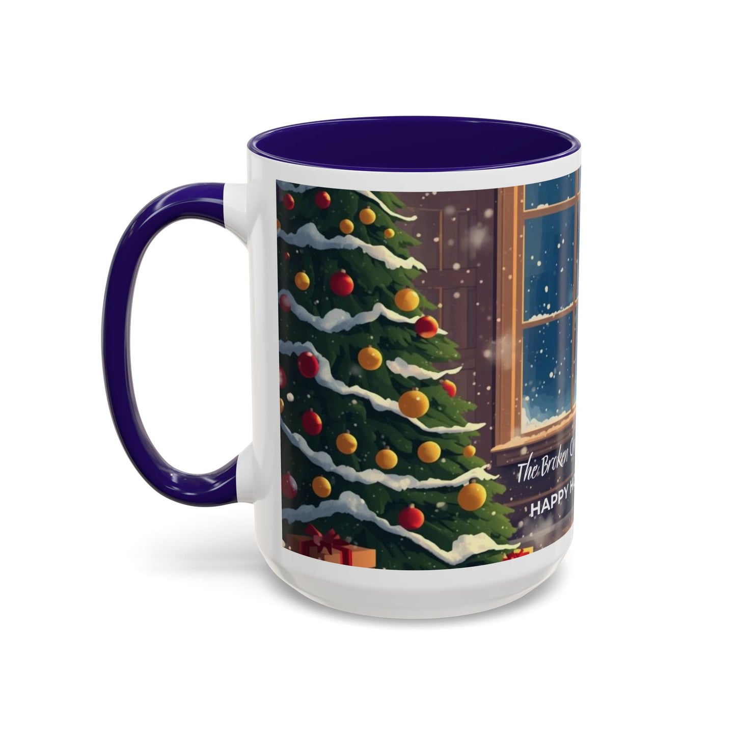 Broken Crayons Collection Holiday Fireplace Coffee Mug — Cozy Winter Scene 11oz/15oz
