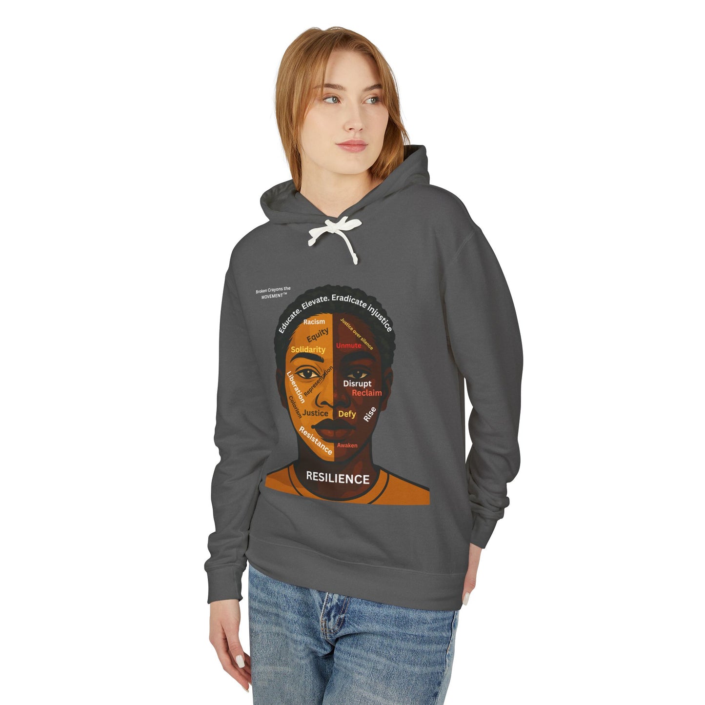 Resilience Hoodie – Split Face Design with Social Justice Messaging | Broken Crayons the MOVEMENT