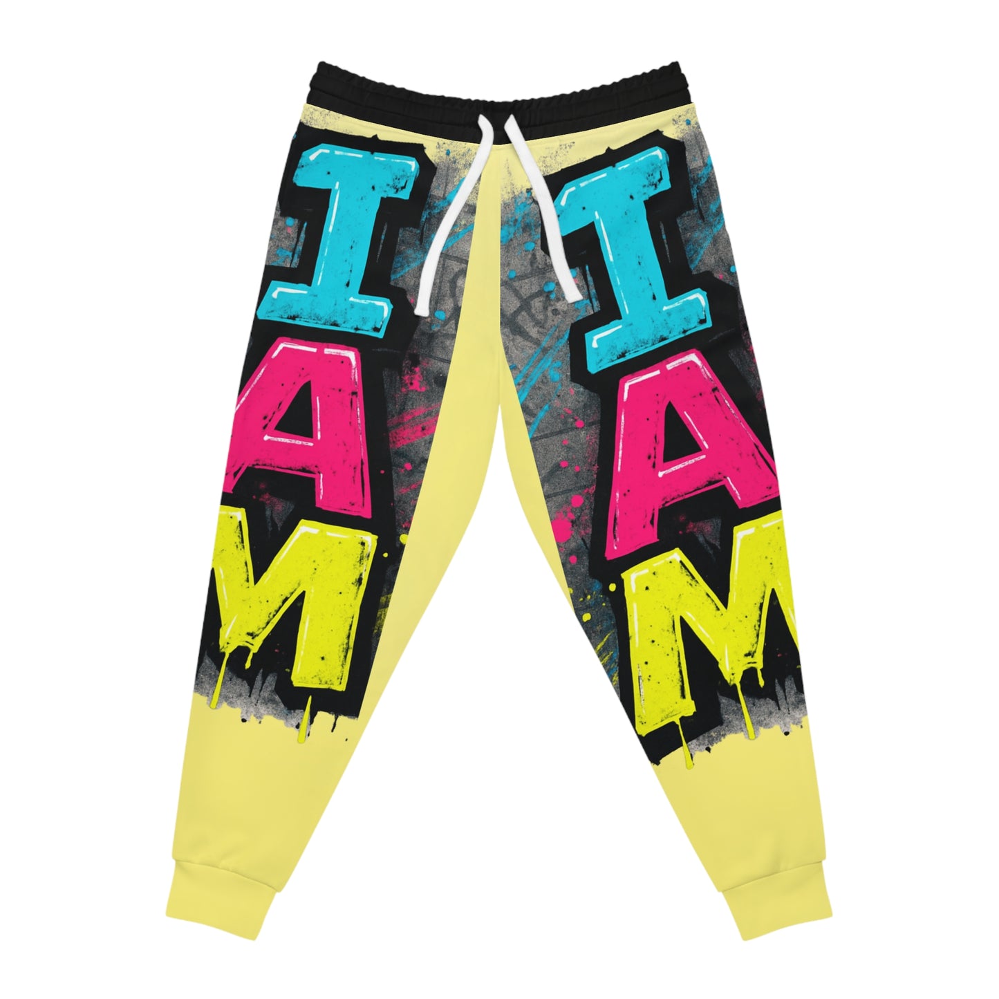 Broken Crayons Graffiti Neon 'I AM' Athletic Joggers — Bold Streetwear Sweatpants