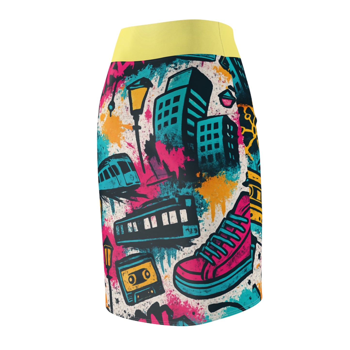 Broken Crayons Collection-Vibrant Graphic Pencil Skirt for Teens