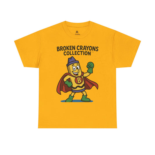 Broken Crayons Cartoon Tee, Fun Graphic T-Shirt, Kids Gift, Superhero Shirt, Unique Birthday Present, Inspirational Style