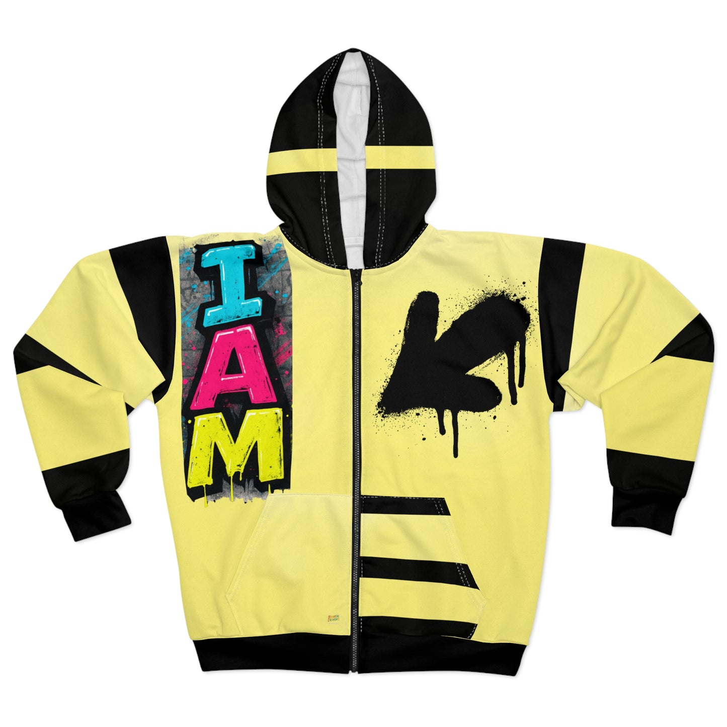 Broken Crayons Collection I AM Graffiti Zip Hoodie - Yellow Streetwear All-Over Print