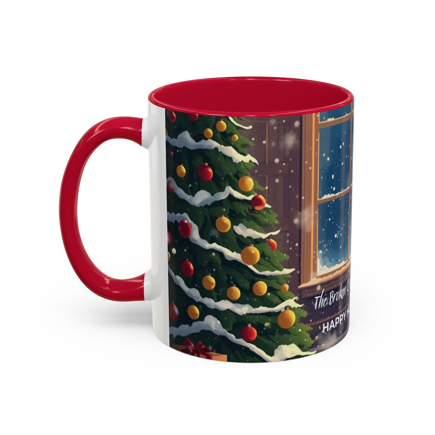 Broken Crayons Collection Holiday Fireplace Coffee Mug — Cozy Winter Scene 11oz/15oz