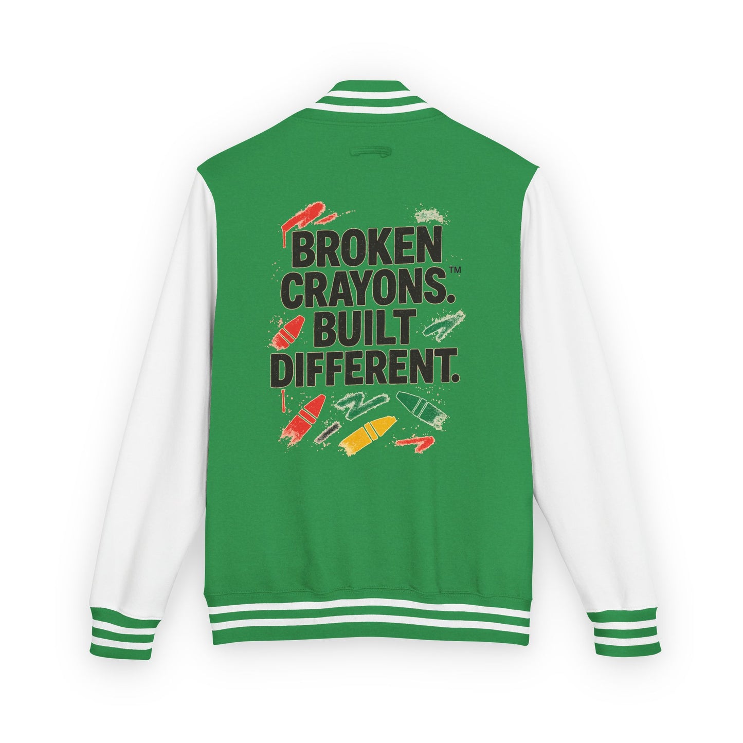 Broken Crayons™ Built Different Varsity Jacket – Empowerment Streetwear