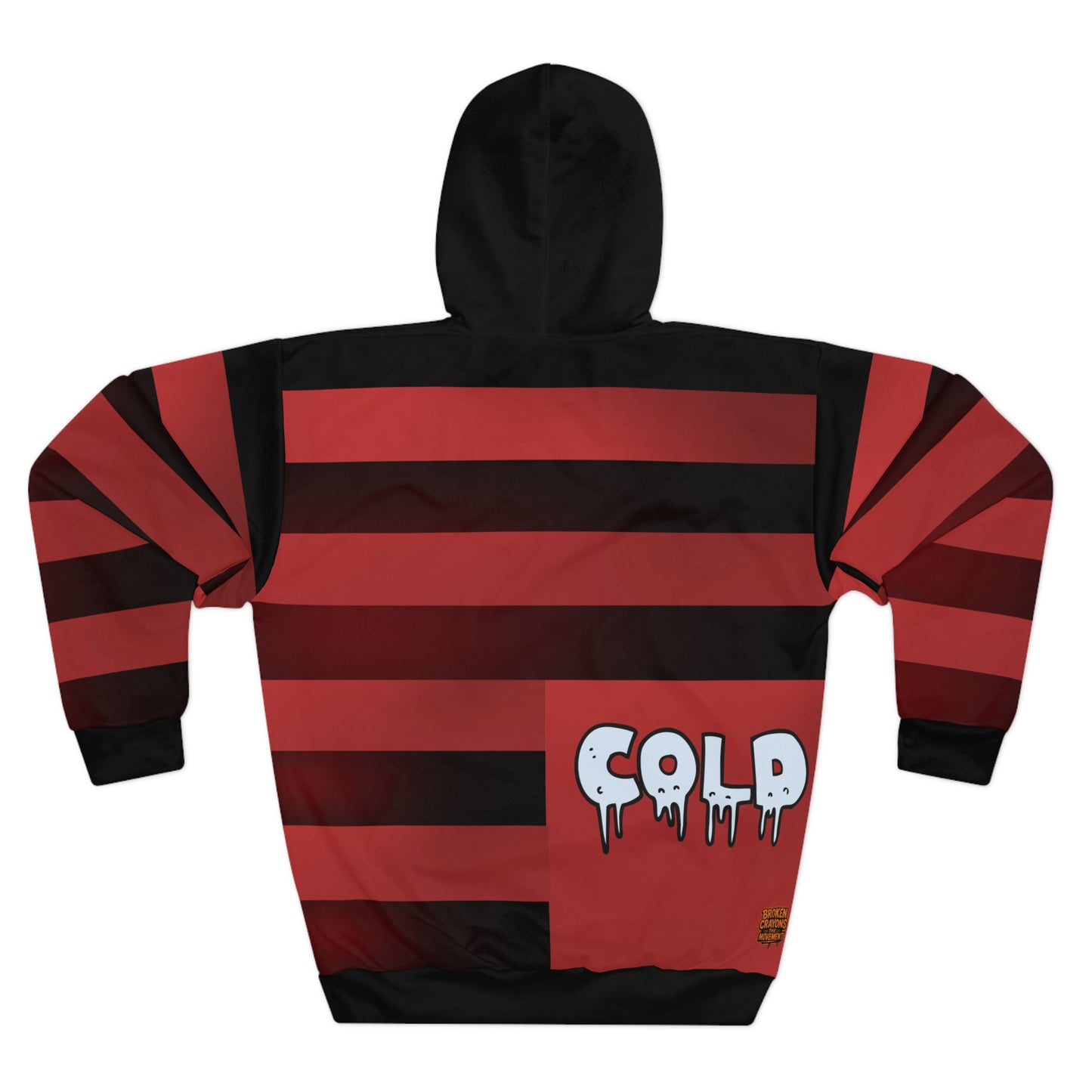Broken Crayons Collection Red & Black Striped Hoodie — 'COLD' Graphic Pullover