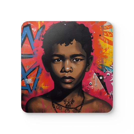 Broken Crayons Collection Street Art Portrait Coasters: Urban Vibe Drinkware | Set of 4 | Colorful Graffiti Home Decor