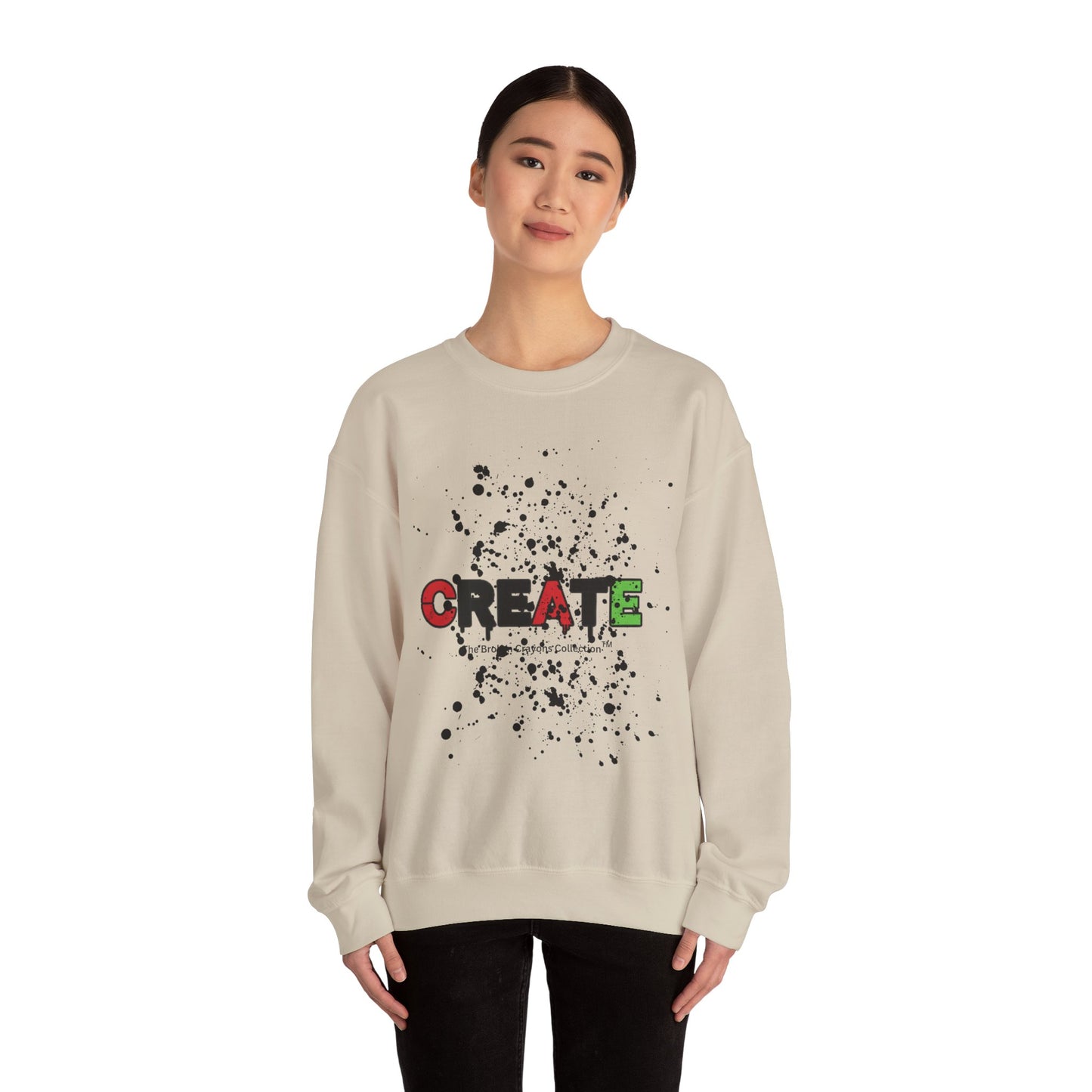 Broken Crayons Collection™ “CREATE” Sweatshirt – Pan-African Front Graphic + Empowering Back Affirmations